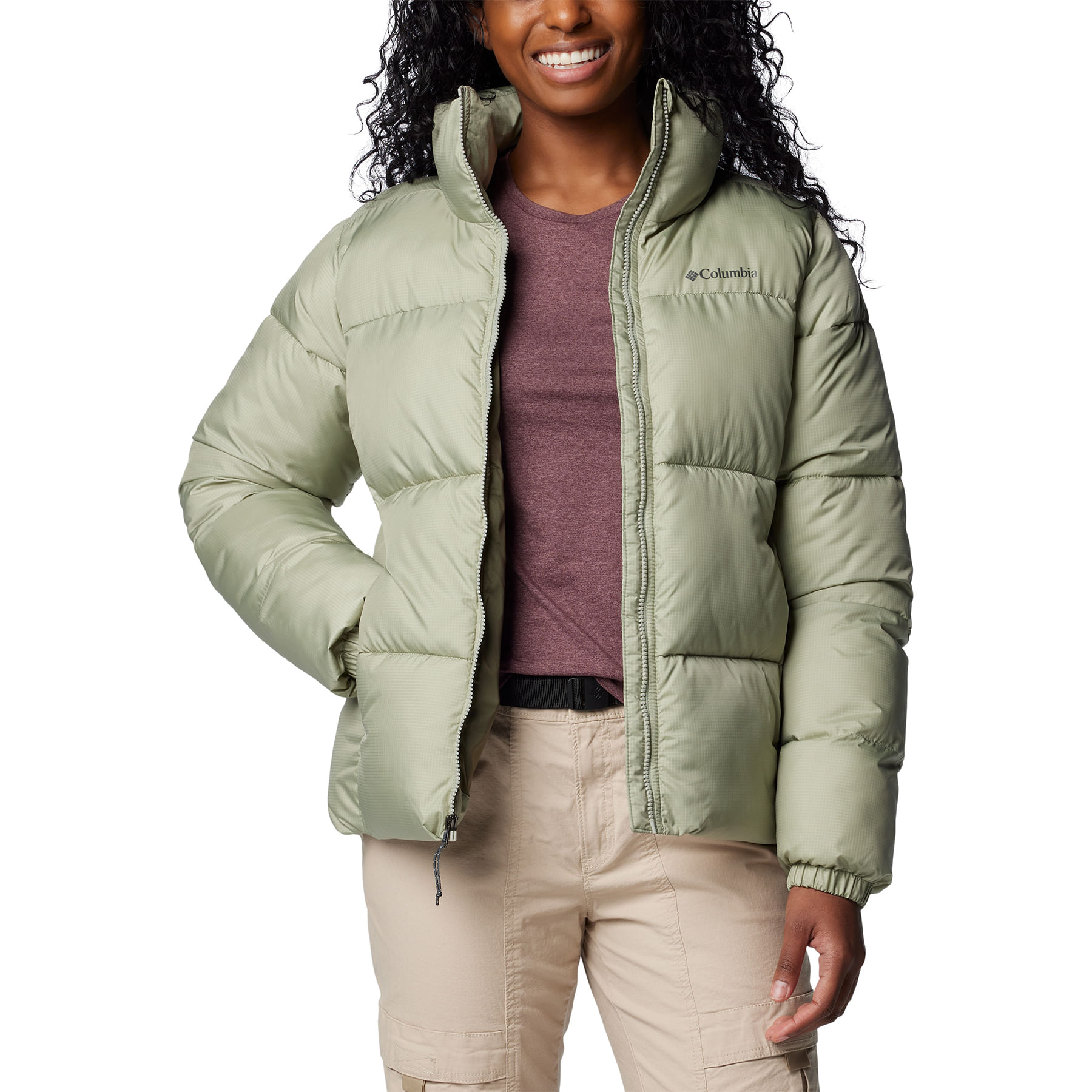 Columbia Women's Puffect Mid Hooded Jacket, Safari, X-Small