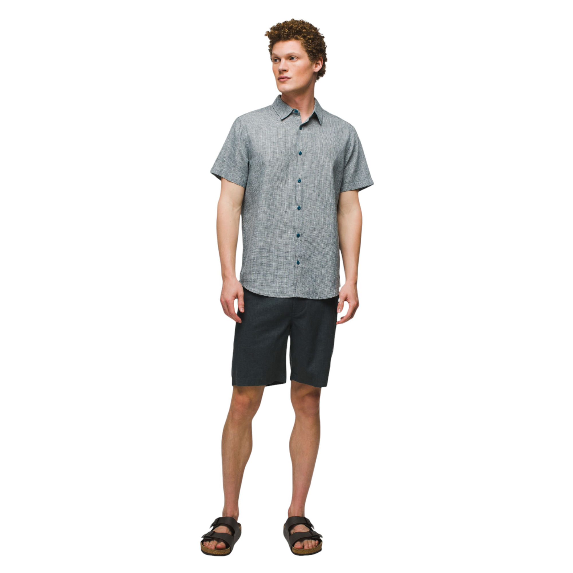 ウェア LUZeSOMBRA PART OF I OPEN COLLER SHIRT Homme Plisse Issey Miyake Snap Button Pleated Shirt Brown JC170-44