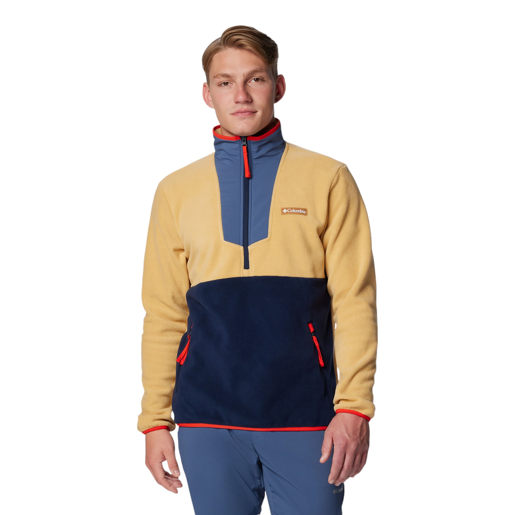 COLUMS-M-S-SEQUOIA-GROVE-1-2-ZIP-FLEECE-Light-Camel---Dark-Mountain---Collegiate-Navy---Spicy