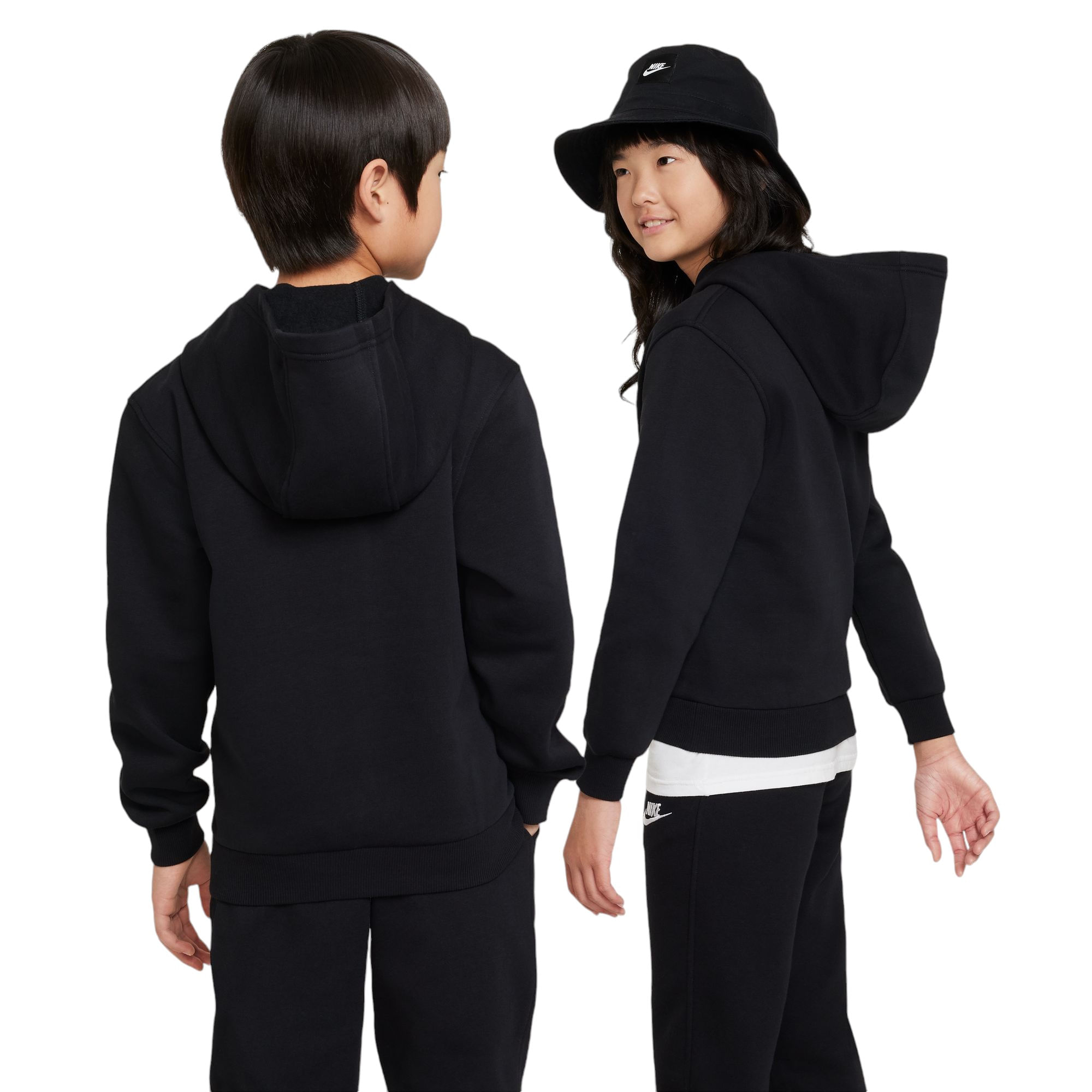Nike-Sportswear-Club-Fleece-Pullover-Hoodie---Youth-Black---White