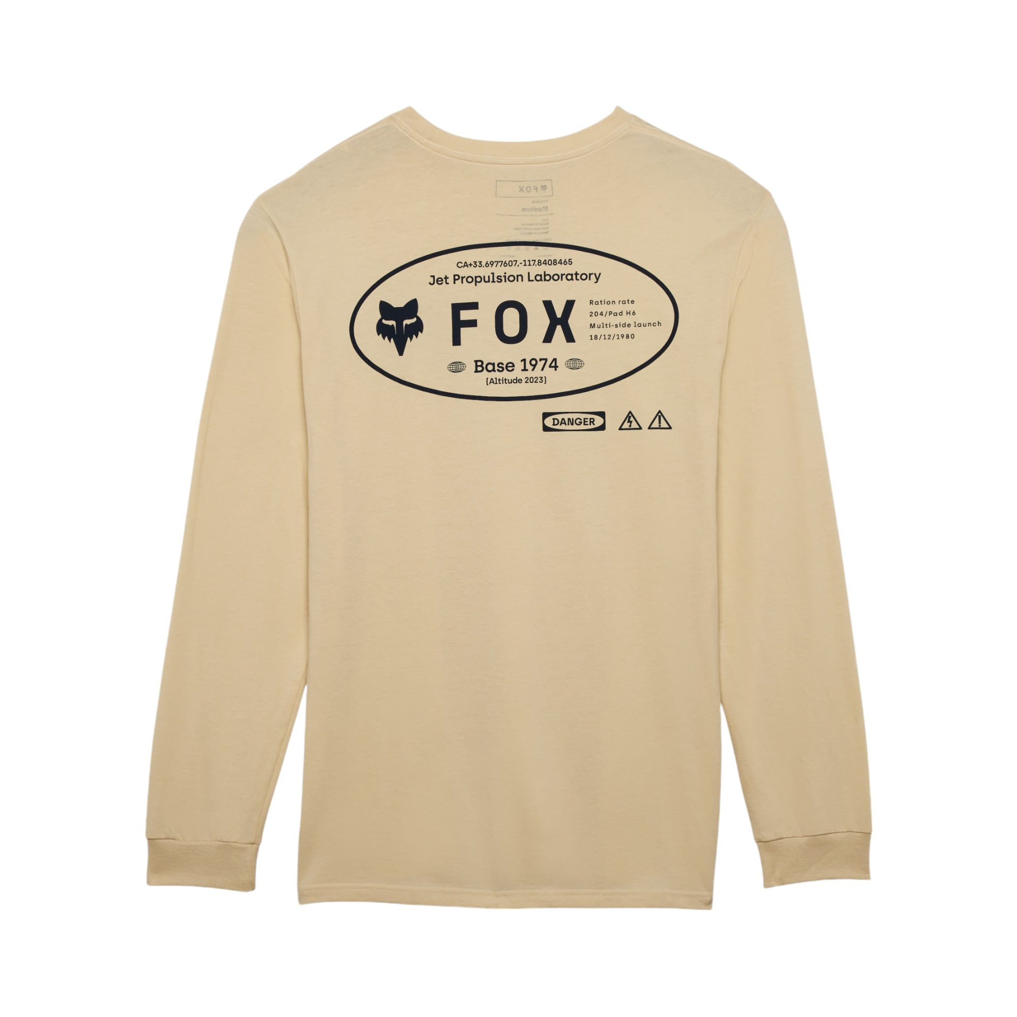 Fox-Stamped-Long-Sleeve-Premium-T-Shirt---Men-s-Cream