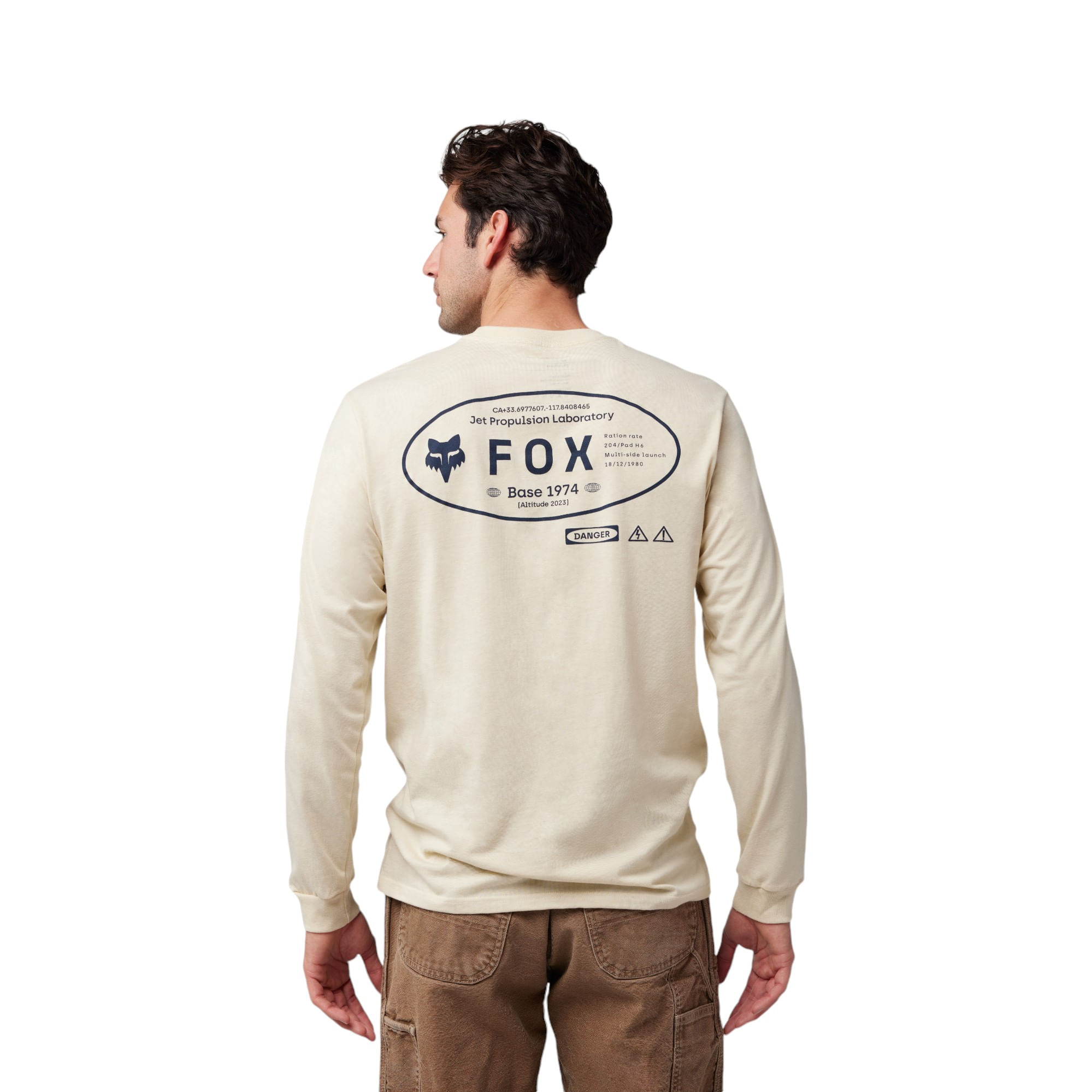 Fox-Stamped-Long-Sleeve-Premium-T-Shirt---Men-s-Cream