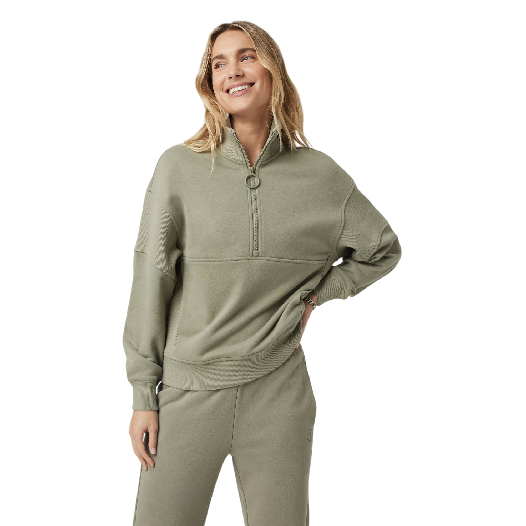 Vuori-Sedona-Rib-Half-Zip-Pullover---Women-s-Polished-Gunmetal---Green