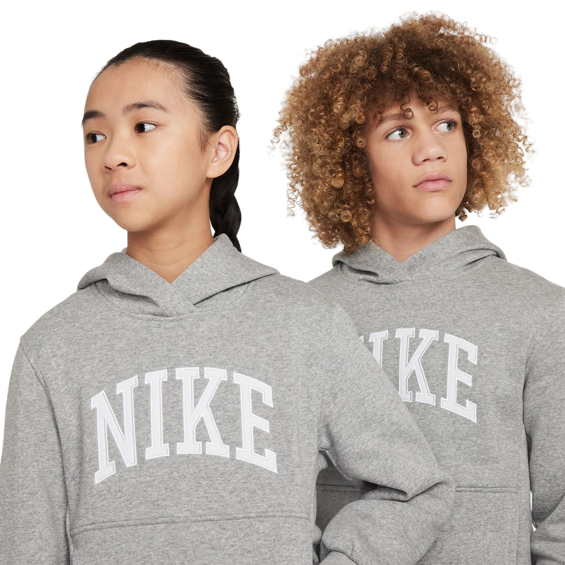 Nike-Club-Fleece-Hoodie---Youth-Dark-Grey-Heather---White
