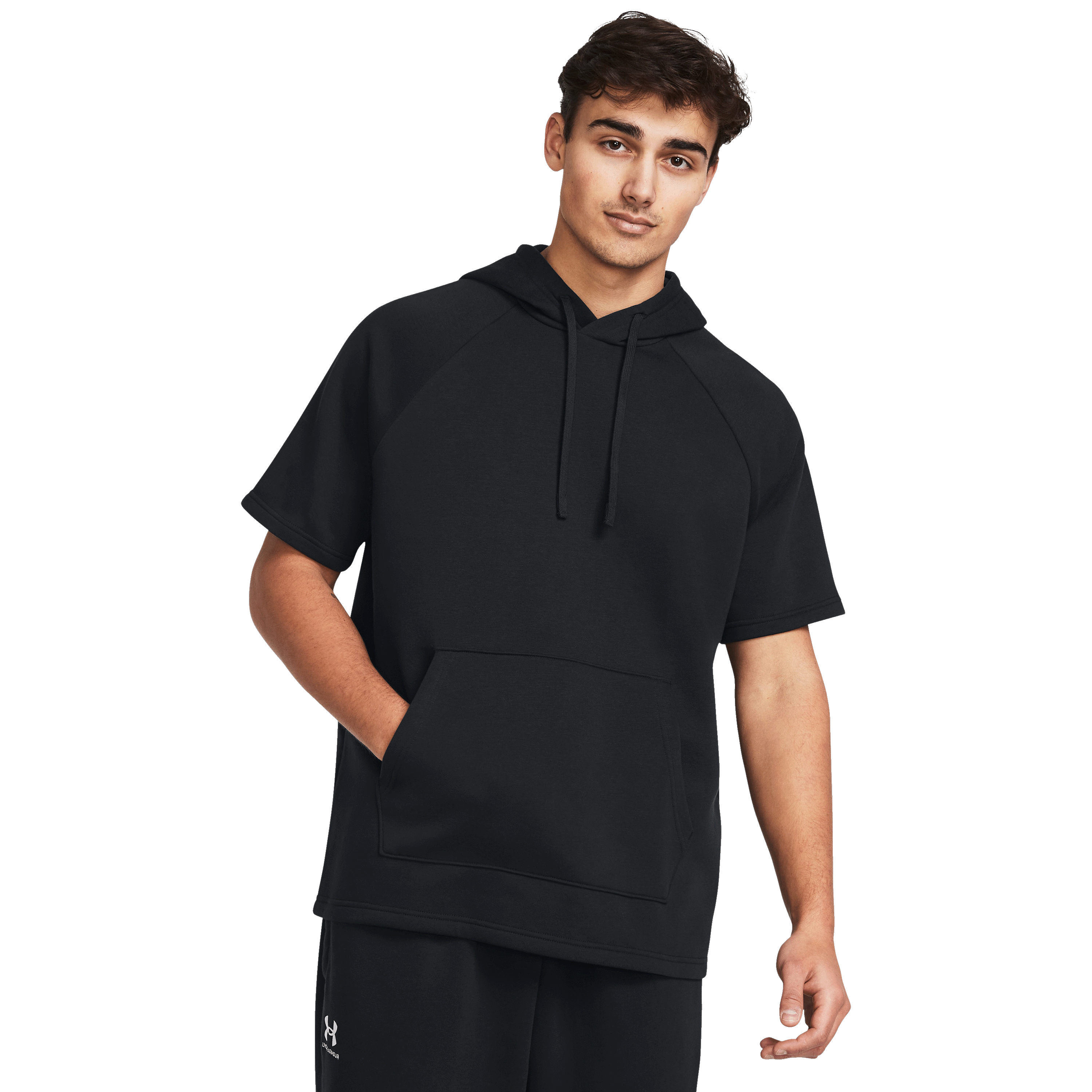 Under-Armour-Rival-Fleece-Short-Sleeve-Hoodie---Men-s-Black---White