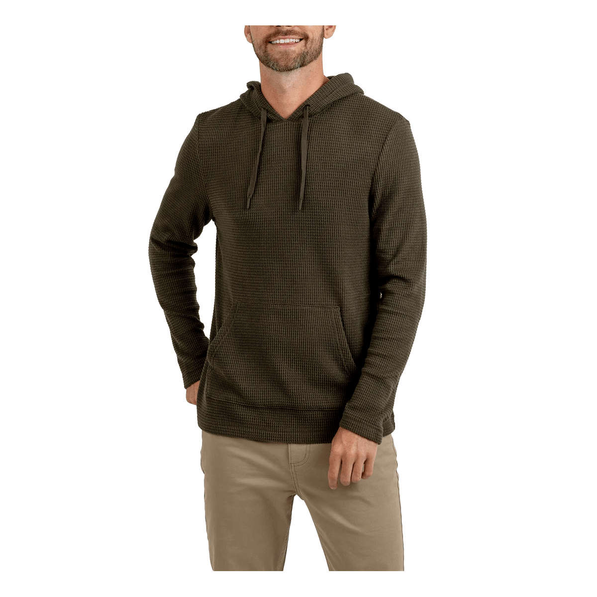 Rainforest-Apparel-Cabin-Long-Sleeve-Hooded-Waffle-Henley---Men-s-Olive