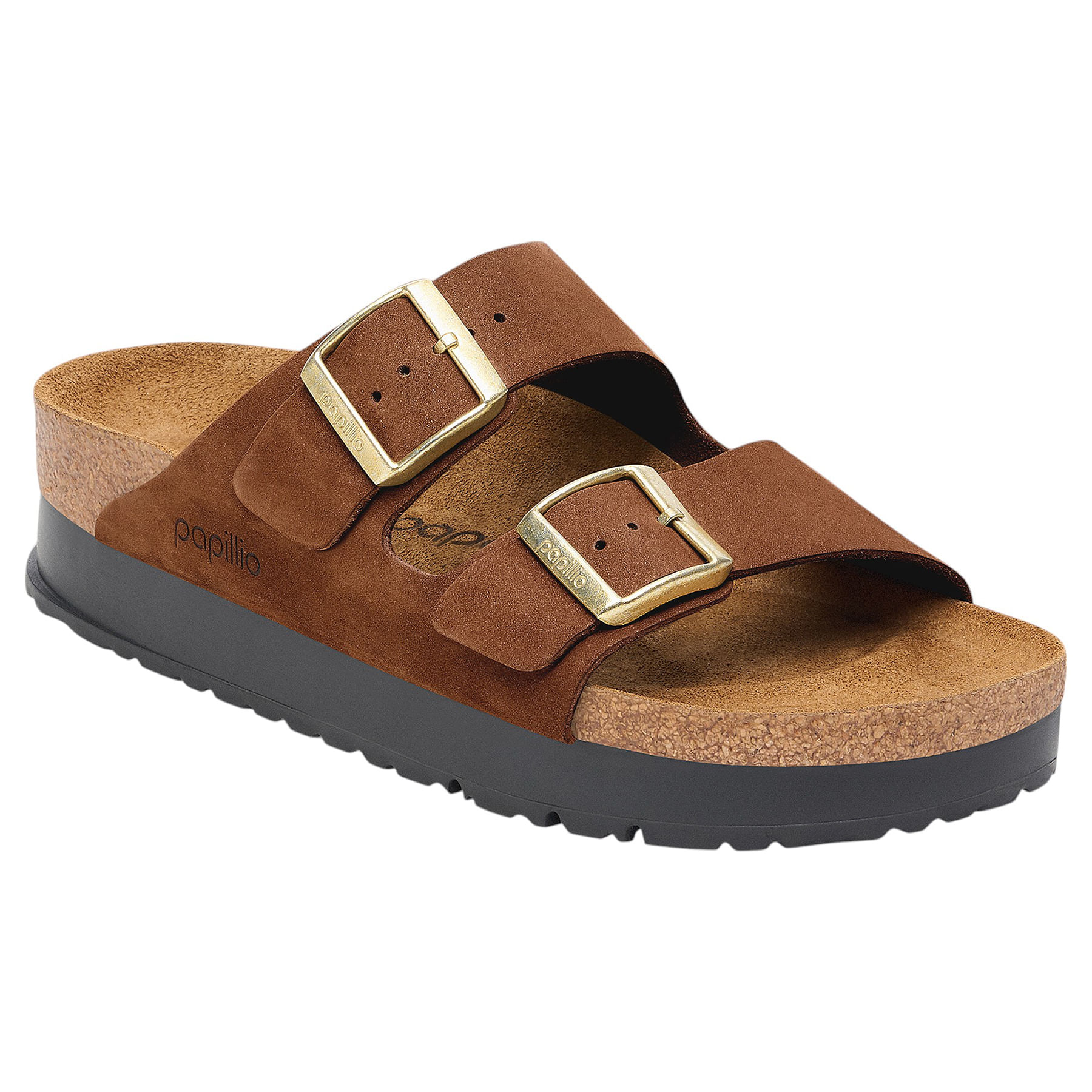 Birkenstock-Arizona-Platform-Sandal---Women-s-Nubuck---Dark-Tea