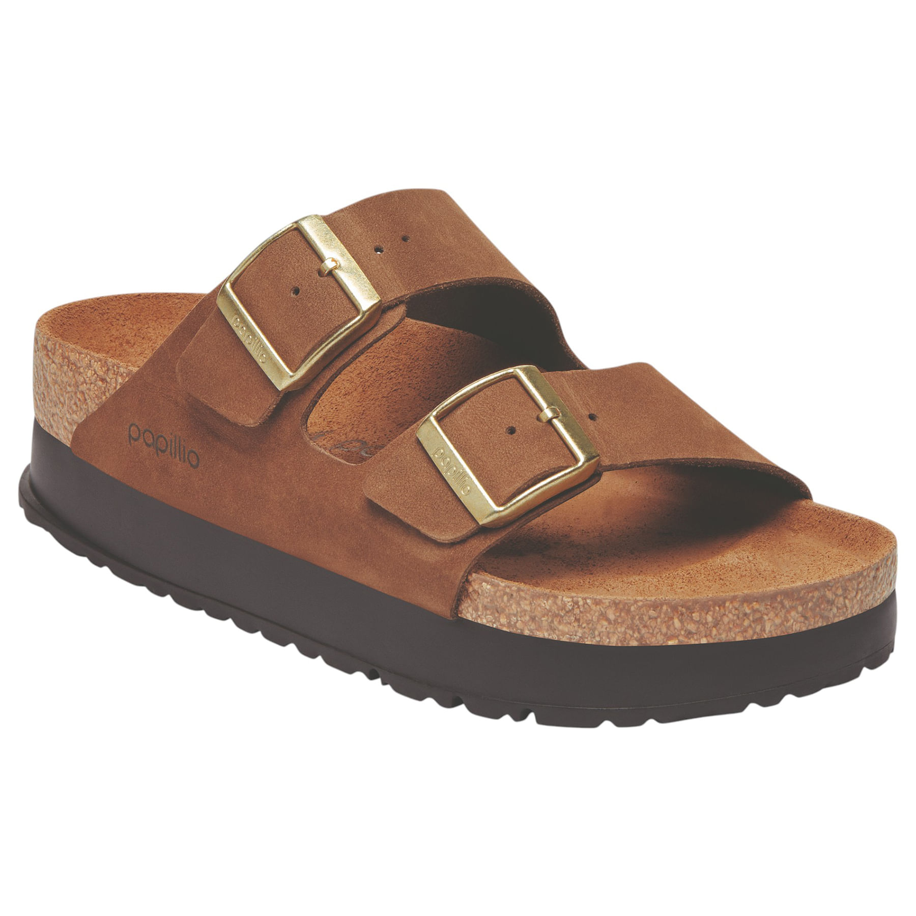 Birkenstock-Arizona-Platform-Sandal---Women-s-Nubuck---Dark-Tea