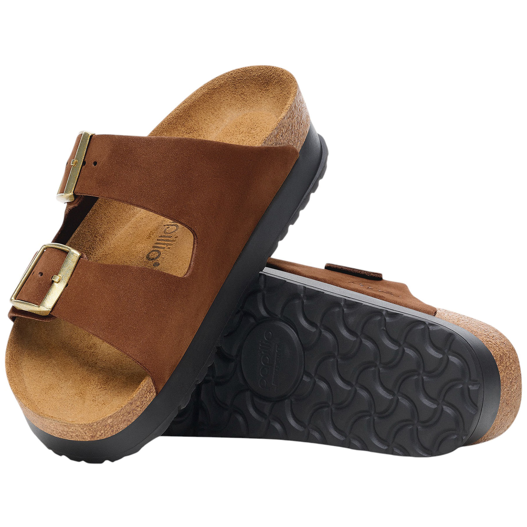 Birkenstock-Arizona-Platform-Sandal---Women-s-Nubuck---Dark-Tea