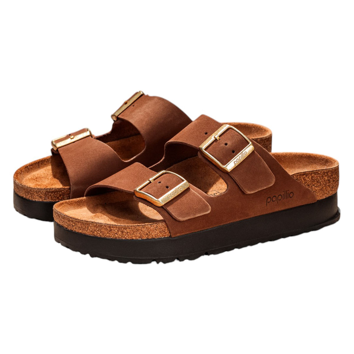 Birkenstock-Arizona-Platform-Sandal---Women-s-Nubuck---Dark-Tea
