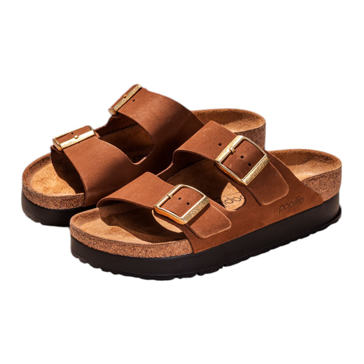 Birkenstock-Arizona-Platform-Sandal---Women-s-Nubuck---Dark-Tea