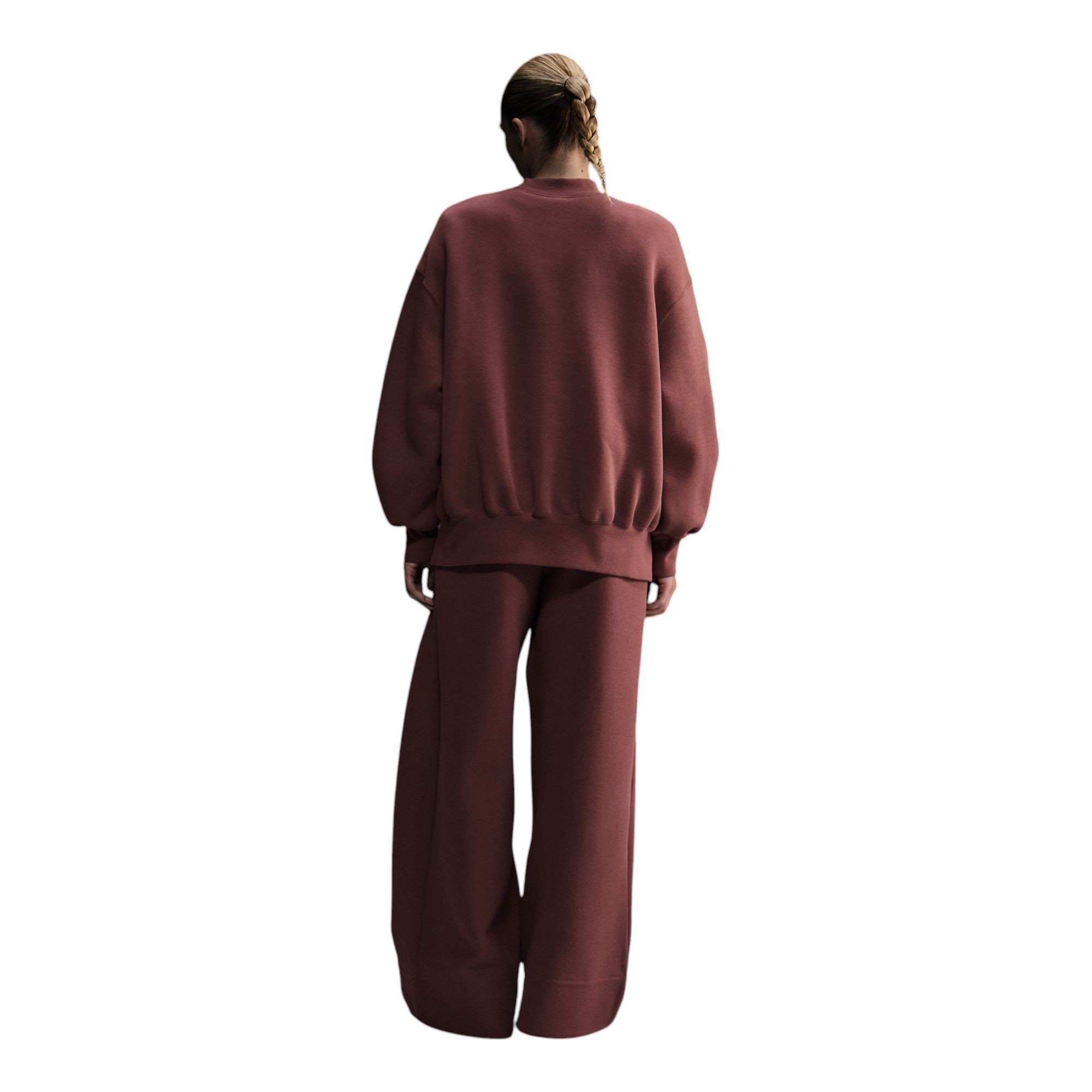 Nike-Sportswear-Tech-Fleece-Oversized-Crew-neck-Sweatshirt---Women-s-Red-Sepia---Black