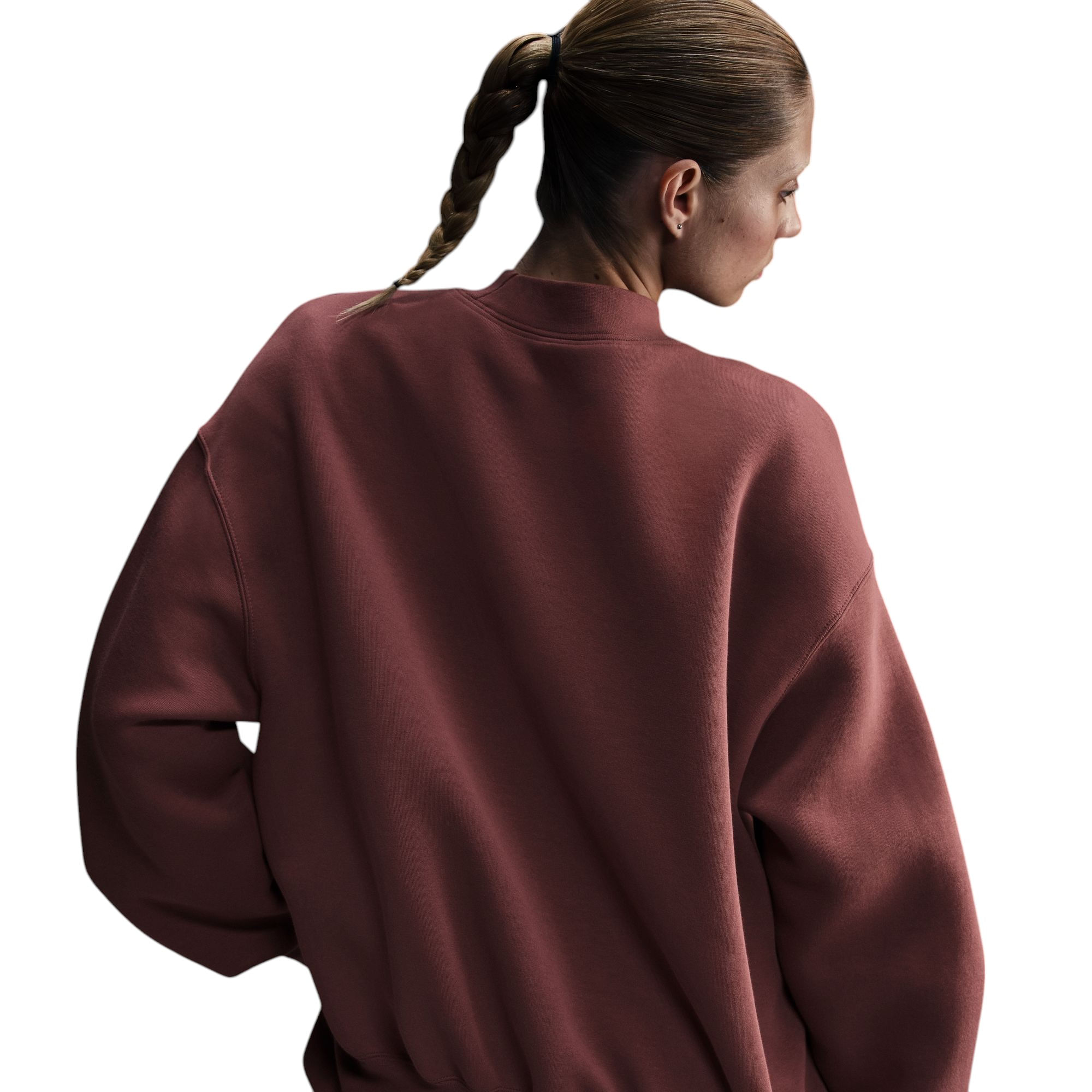 Nike-Sportswear-Tech-Fleece-Oversized-Crew-neck-Sweatshirt---Women-s-Red-Sepia---Black