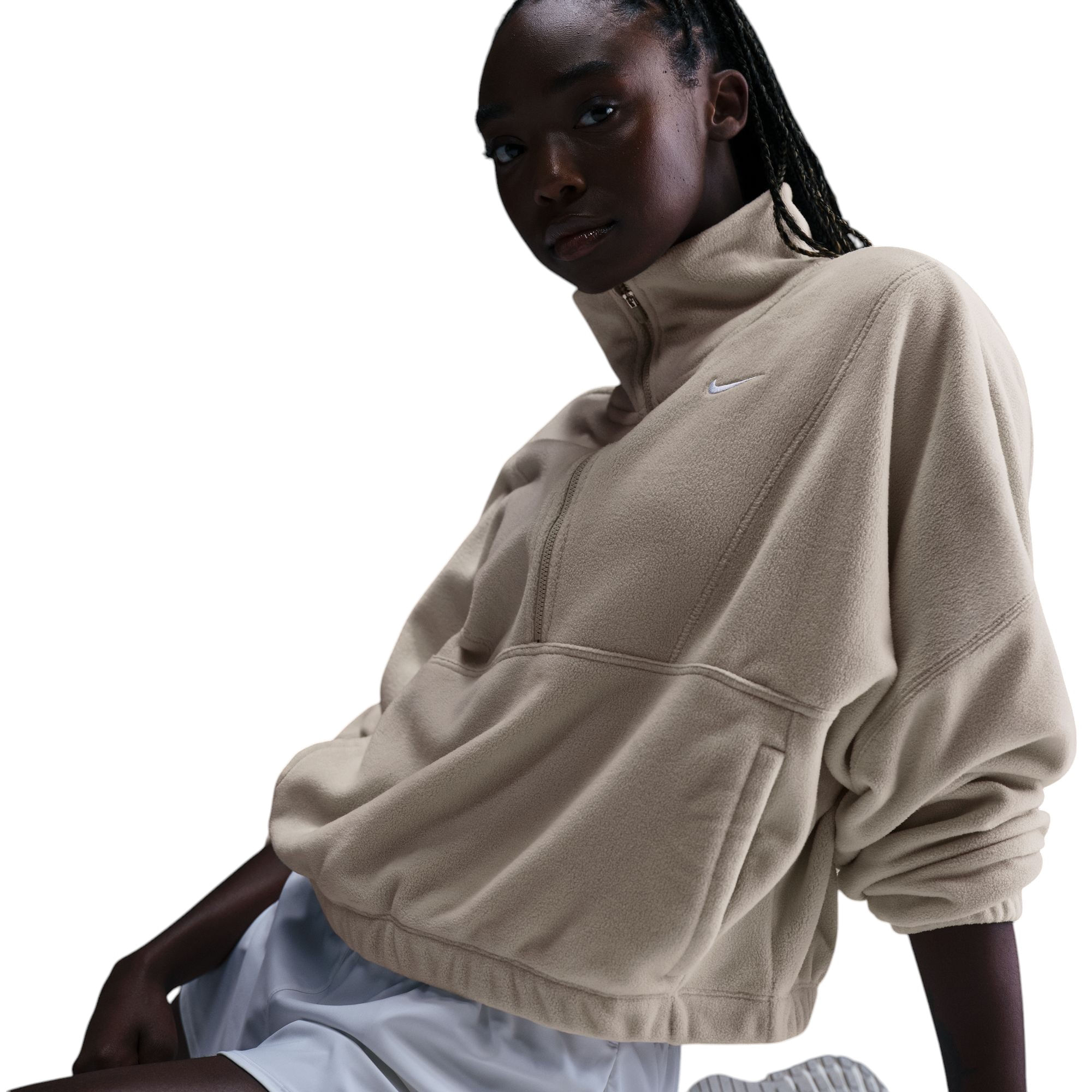 Nike-One-Therma-FIT-1-2-Zip-Fleece-Top---Women-s-Lt-Orewood-Brn---White