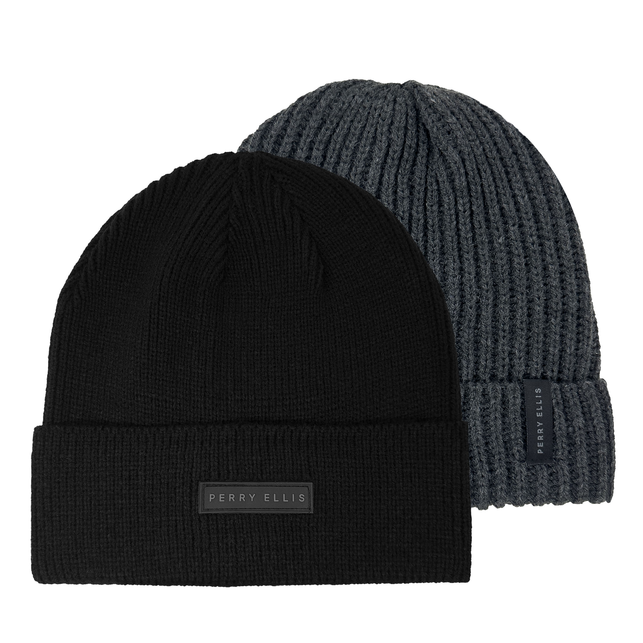 Perry-Ellis-Winter-Beanie--2-Pack--Charcoal---Black
