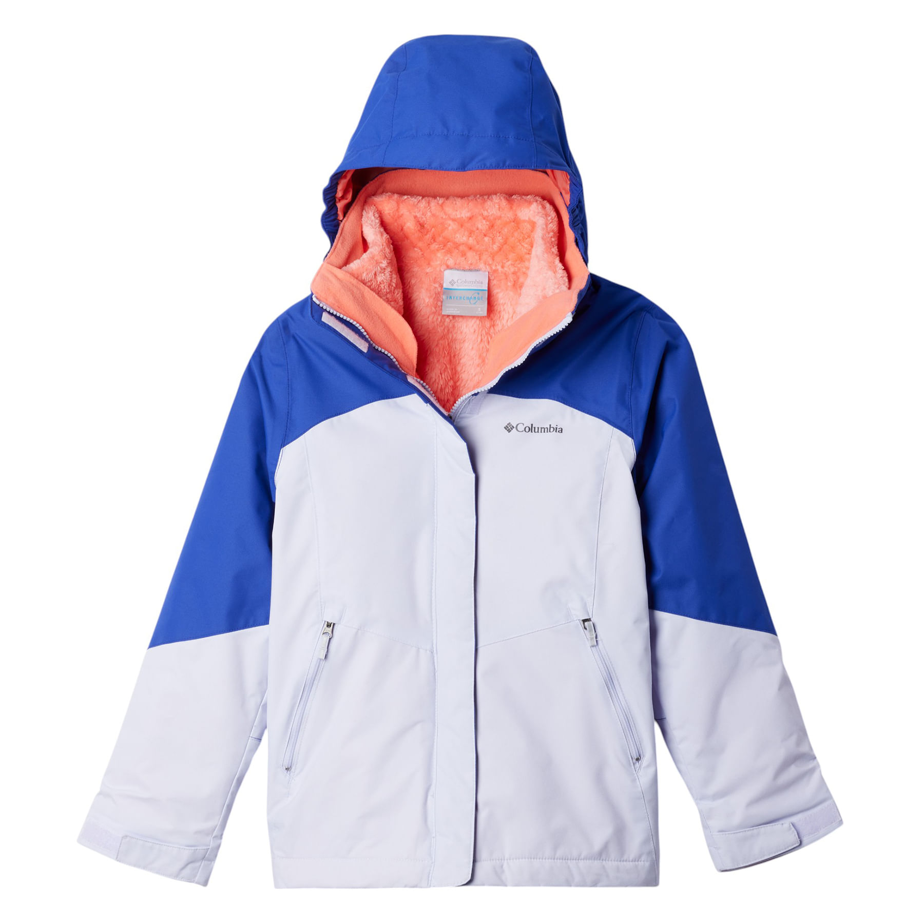 COLUMS-Bugaboo--III-Fleece-Interchange-Jacket-Snowdrift---Clematis-Blue---Hot-Coral
