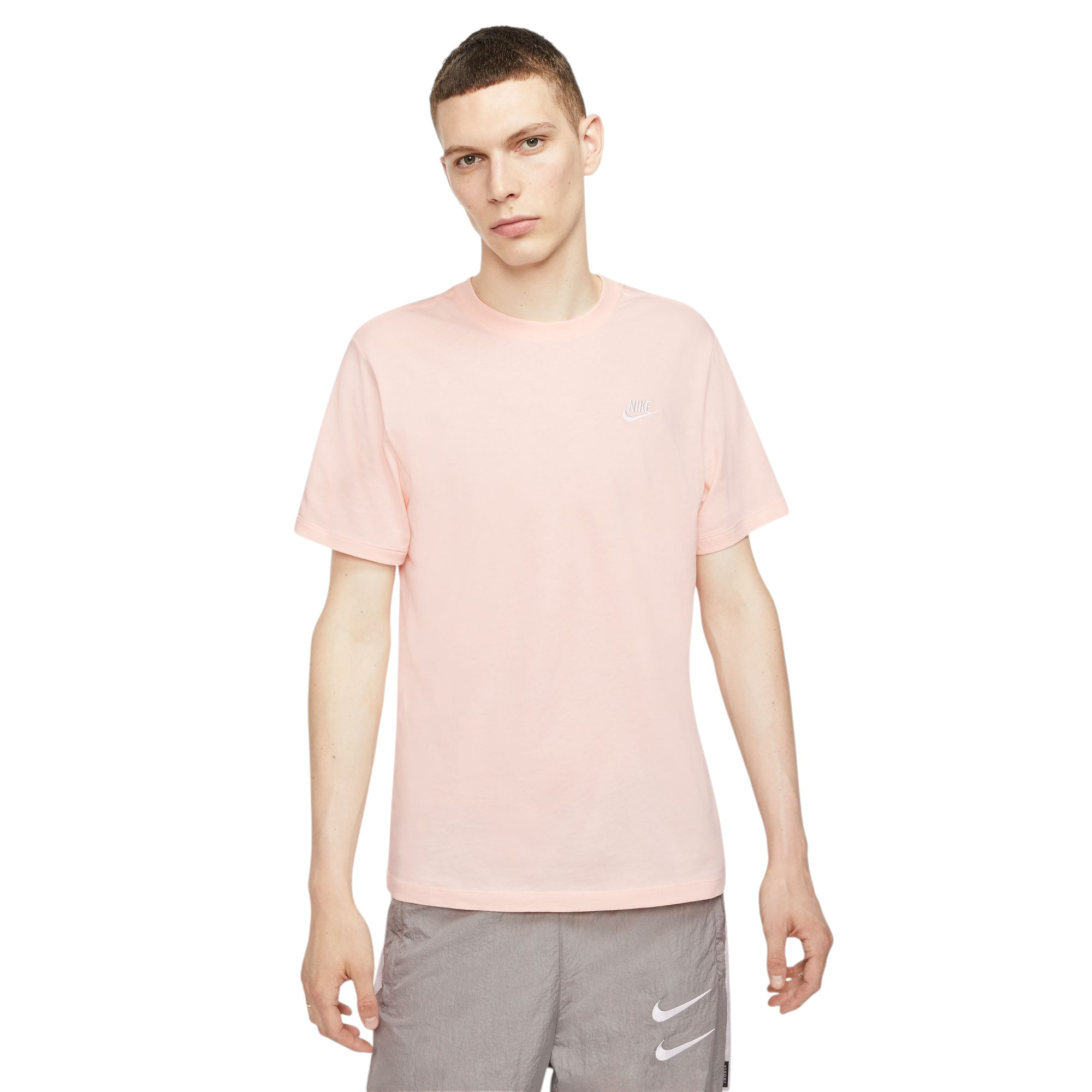 Nike-Sportswear-Club-T-Shirt---Men-s-Washed-Coral---White