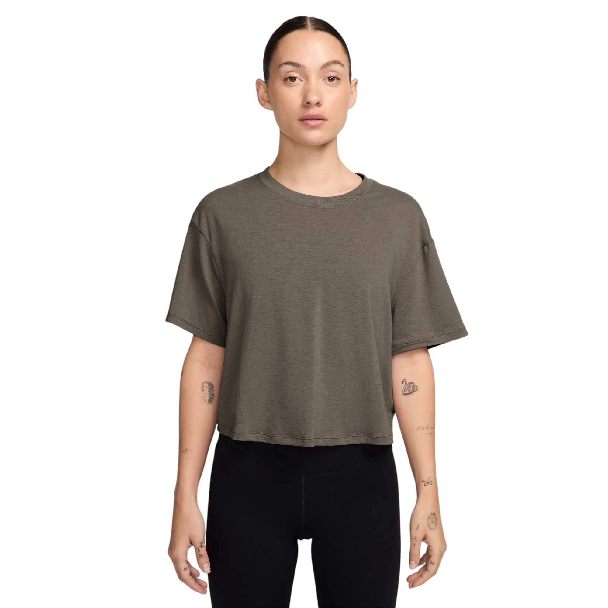★★Nike★★ One-Pit Dry Fit Short Sleeve Crop Top W Mink Br Buy Nike One Fitted Women's Dri-FIT Short-Sleeve Cropped Top