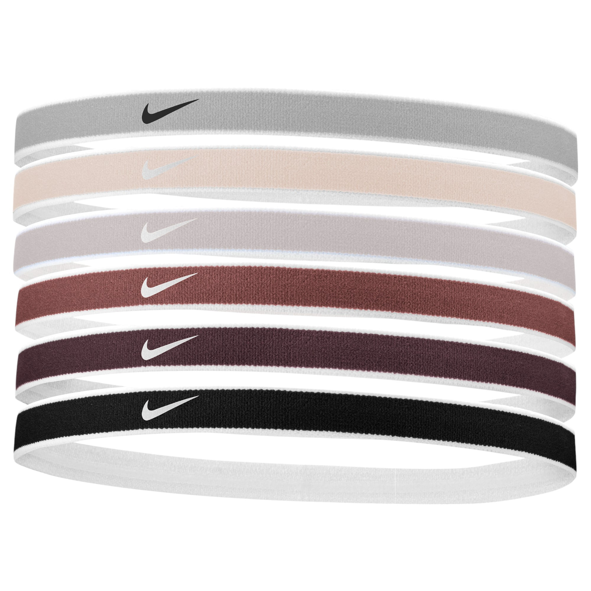 Nike-Athletics-Nike-Swoosh-Sport-Headband--6-Pack--Sail---LT-Orewood-Brown---Black