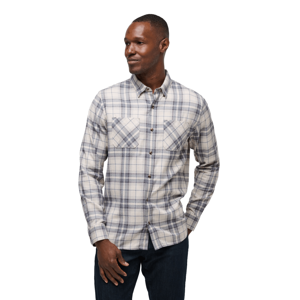 Travis-Mathew-Cloud-Flannel-Plaid-Button-Up-Shirt---Men-s-Oxford-Tan---Plum