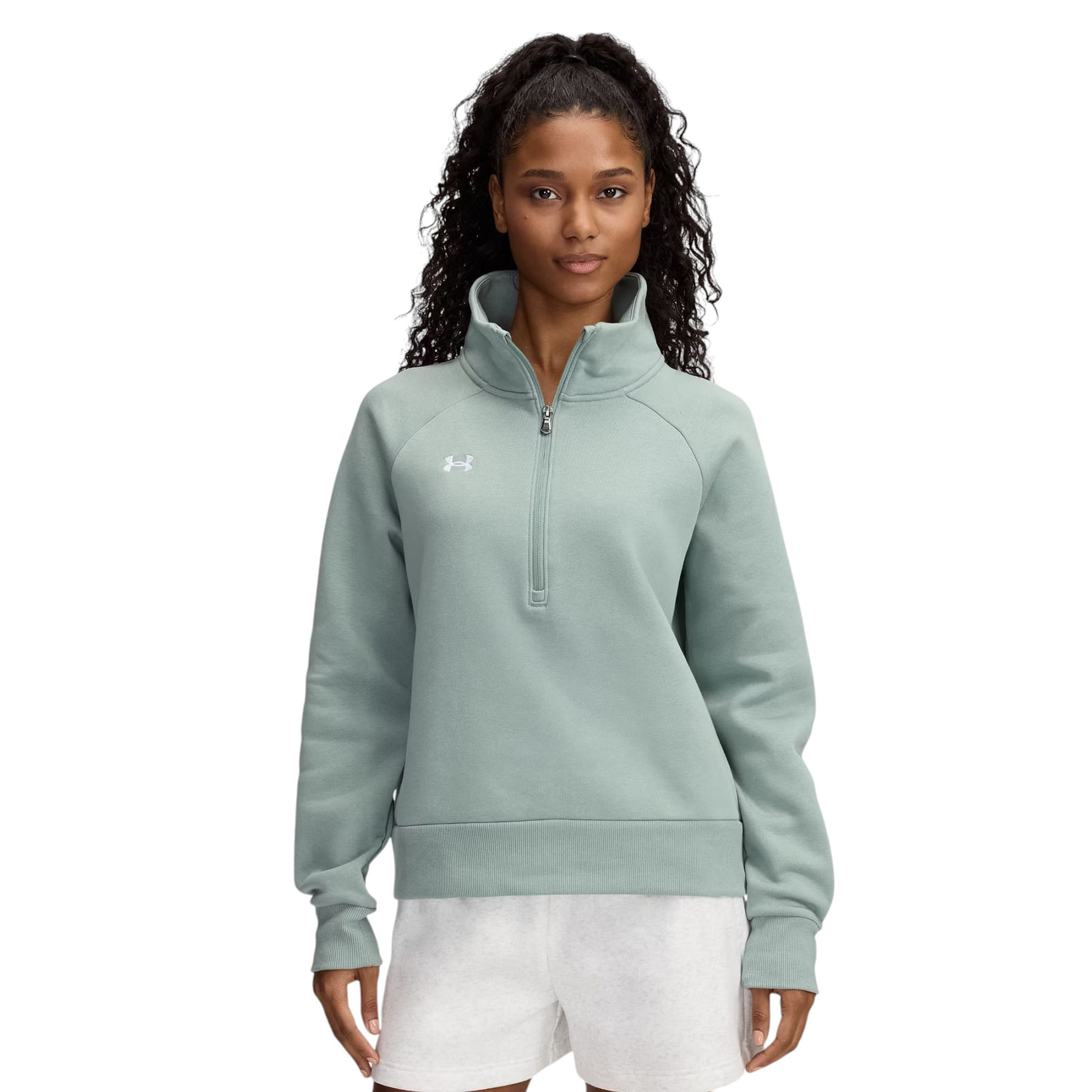 Under-Armour-Rival-Fleece-1-2-Zip-Jacket---Women-s-Silica-Green---White