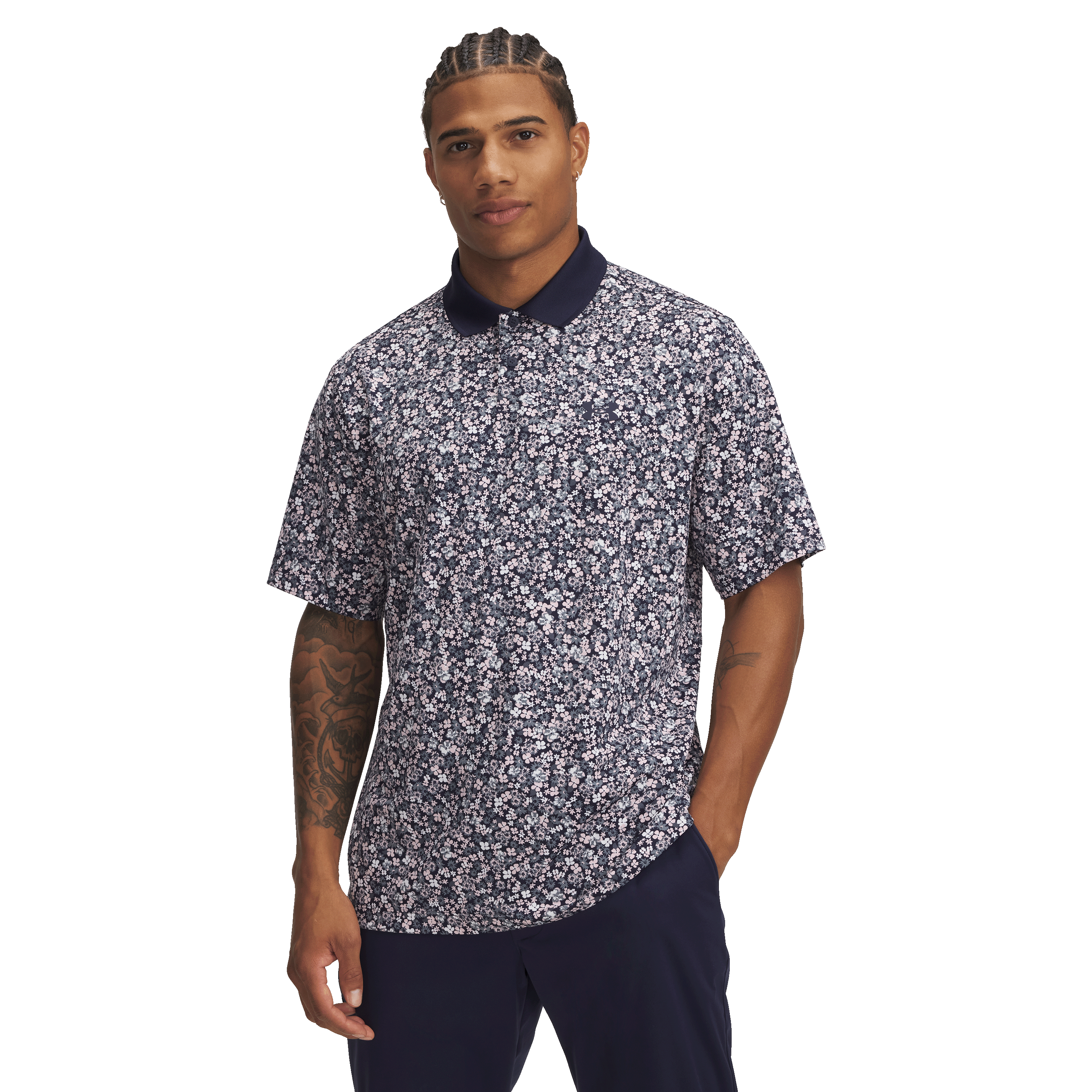 Under-Armour-UA-Matchplay-Printed-Polo---Men-s-Midnight-Navy---Downpour-Gray---White