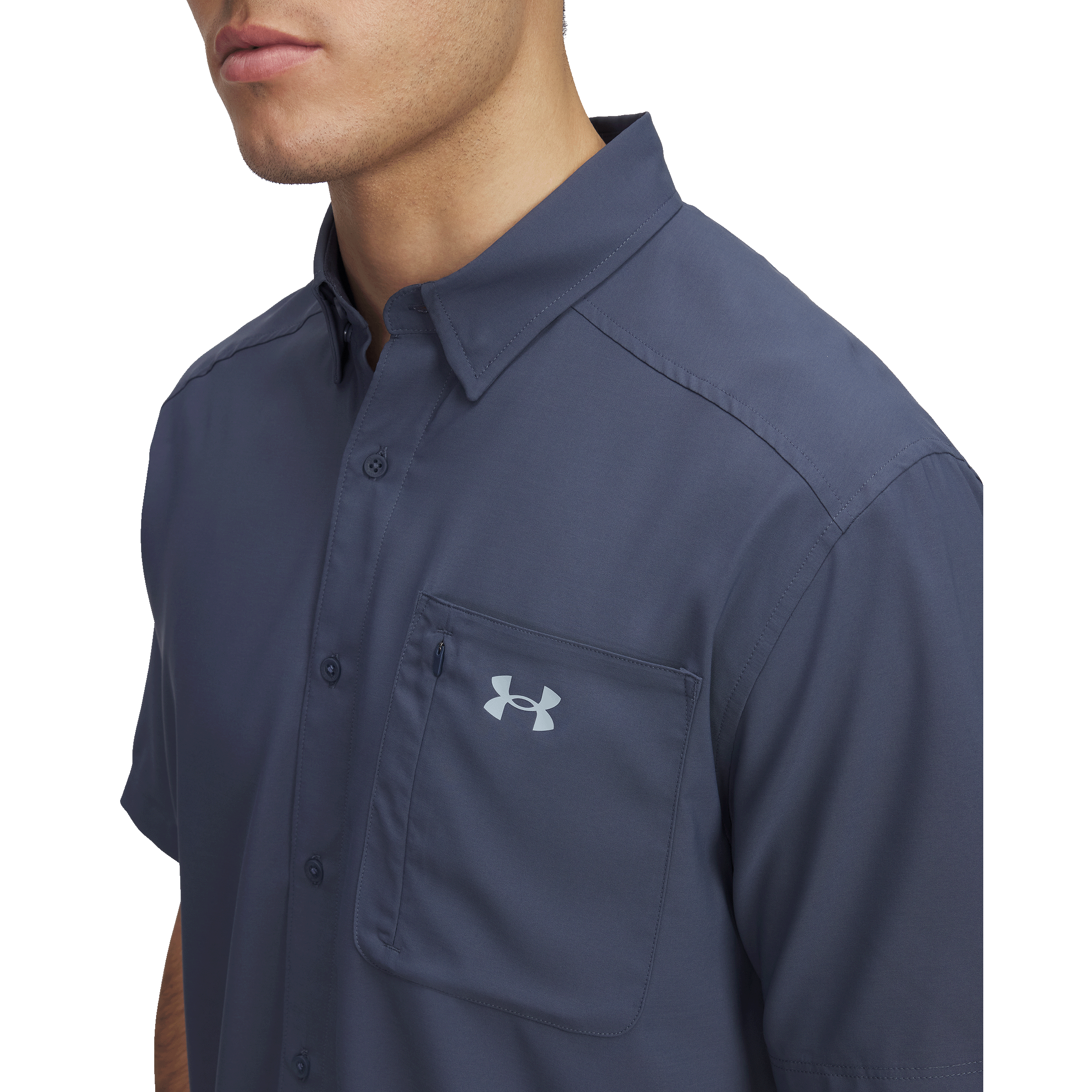 Under-Armour-UA-Drift-Tide-2.0-Short-Sleeve-Shirt---Men-s-Downpour-Gray---Harbor-Blue