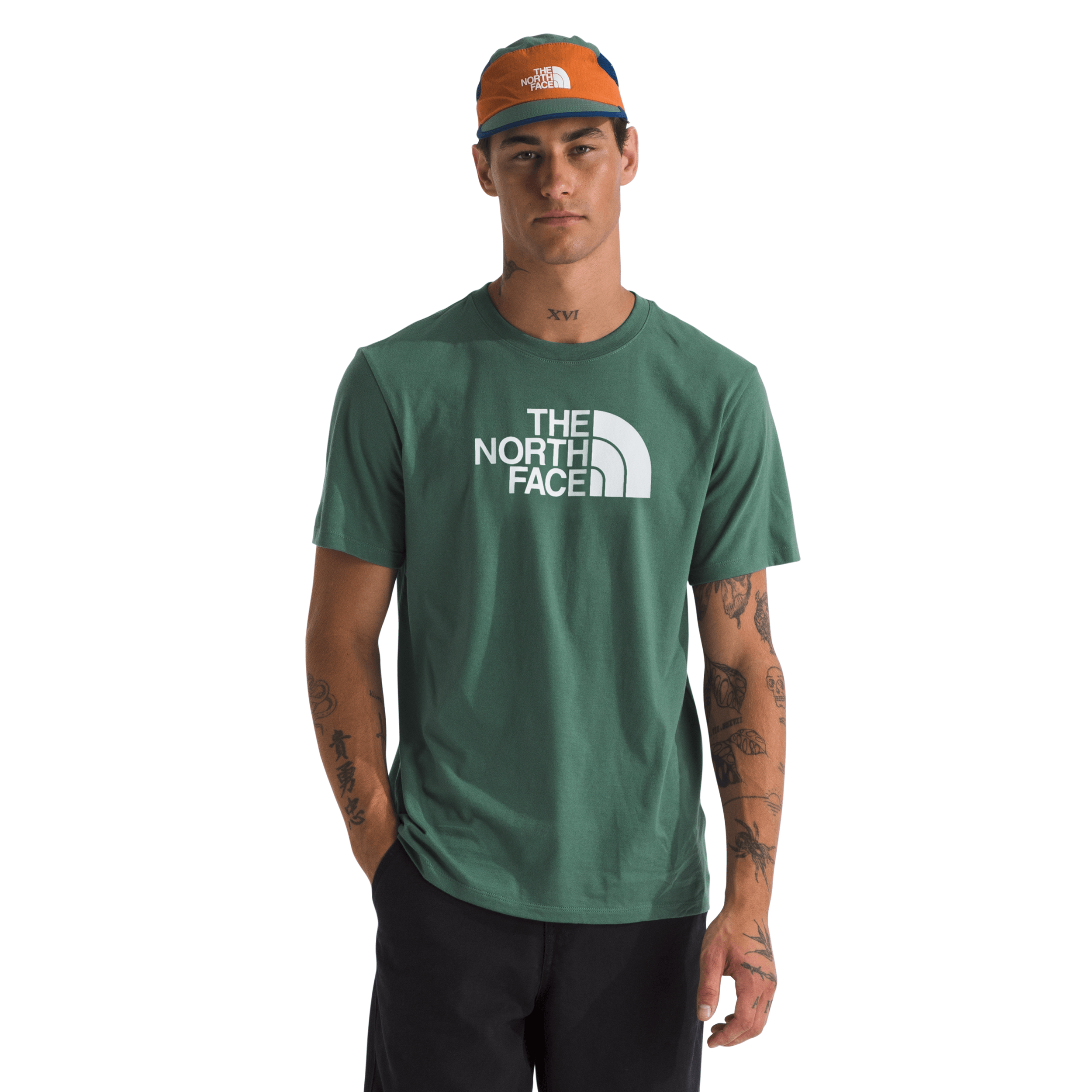 The-North-Face-Core-Half-Dome-Short-Sleeve-Tee--Men-s-Duck-Green---TNF-White