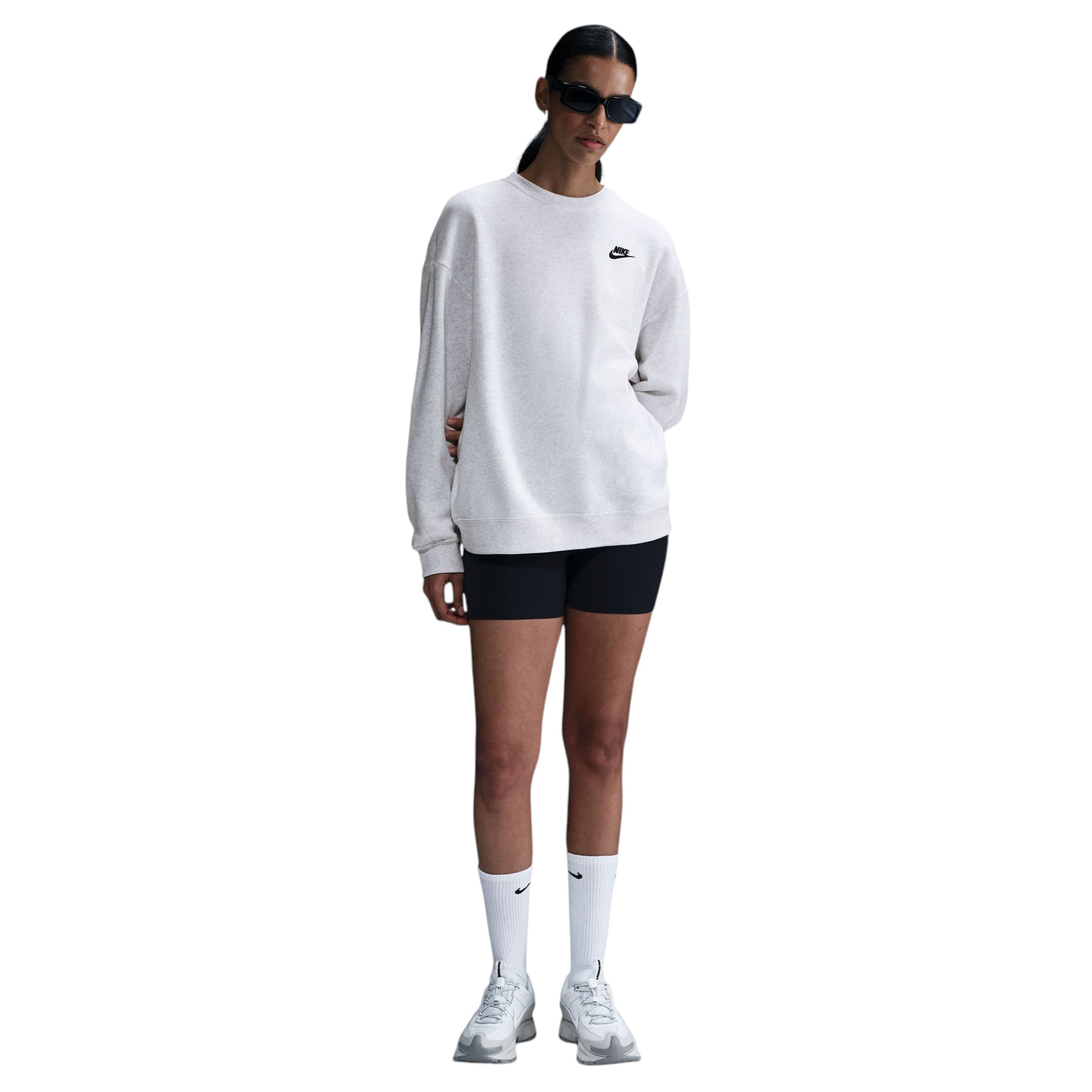 Nike-Sportswear-Club-Fleece-Loose-Crew-Neck-Sweatshirt---Women-s-Birch-Heather---Light-Orewood-Brown