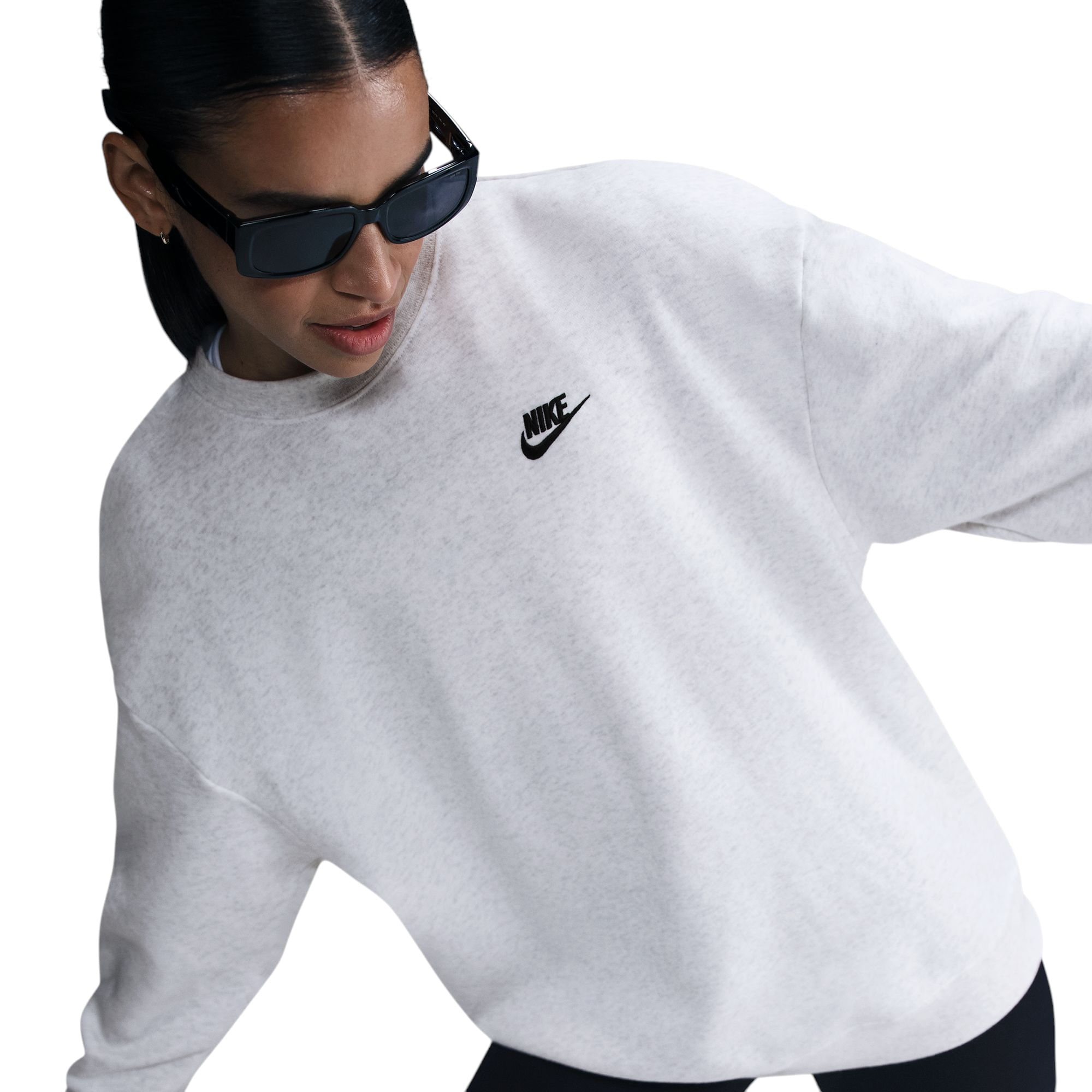 Nike-Sportswear-Club-Fleece-Loose-Crew-Neck-Sweatshirt---Women-s-Birch-Heather---Light-Orewood-Brown