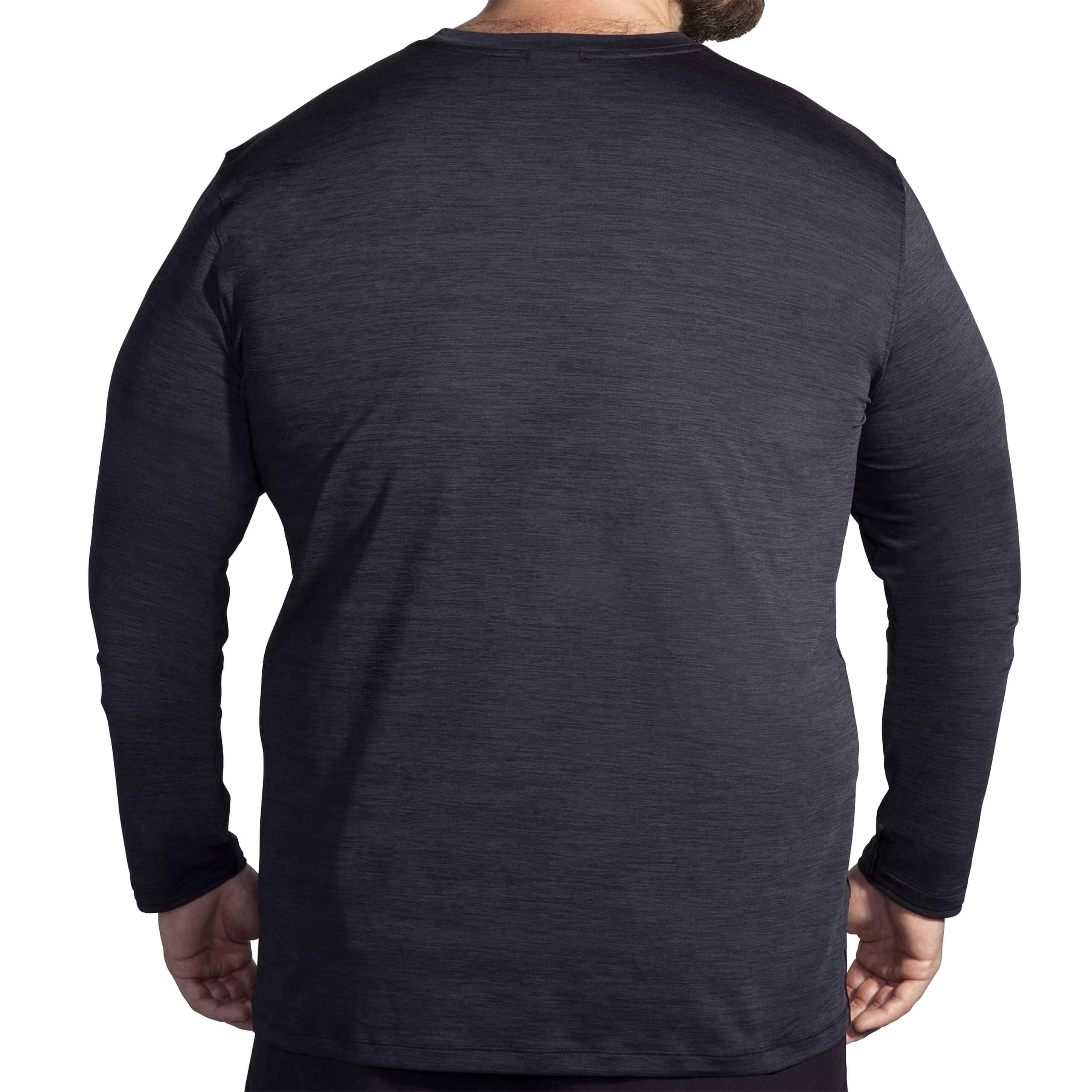 Brooks-Luxe-Long-Sleeve---Men-s-Heather-Deep-Black