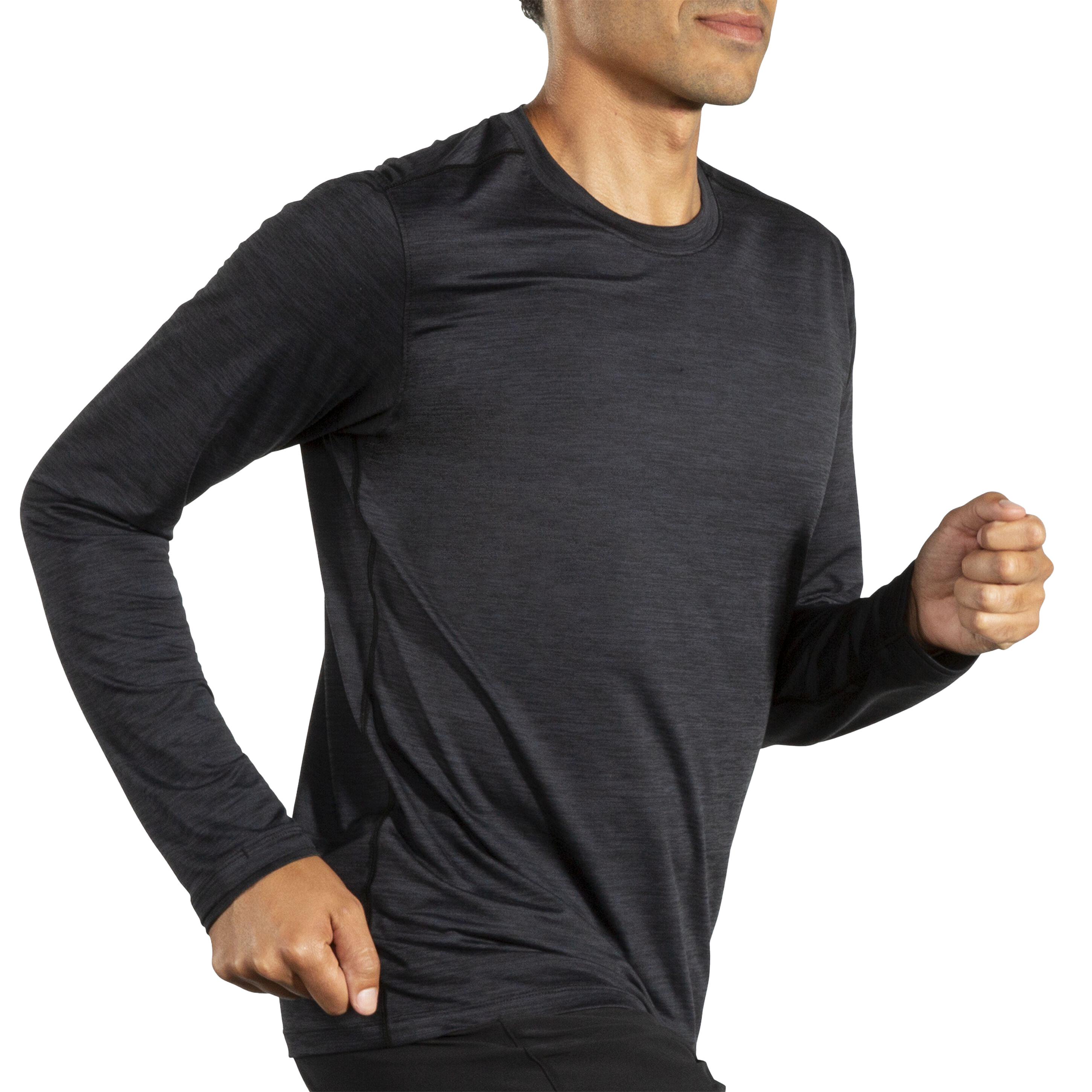 Brooks-Luxe-Long-Sleeve---Men-s-Heather-Deep-Black