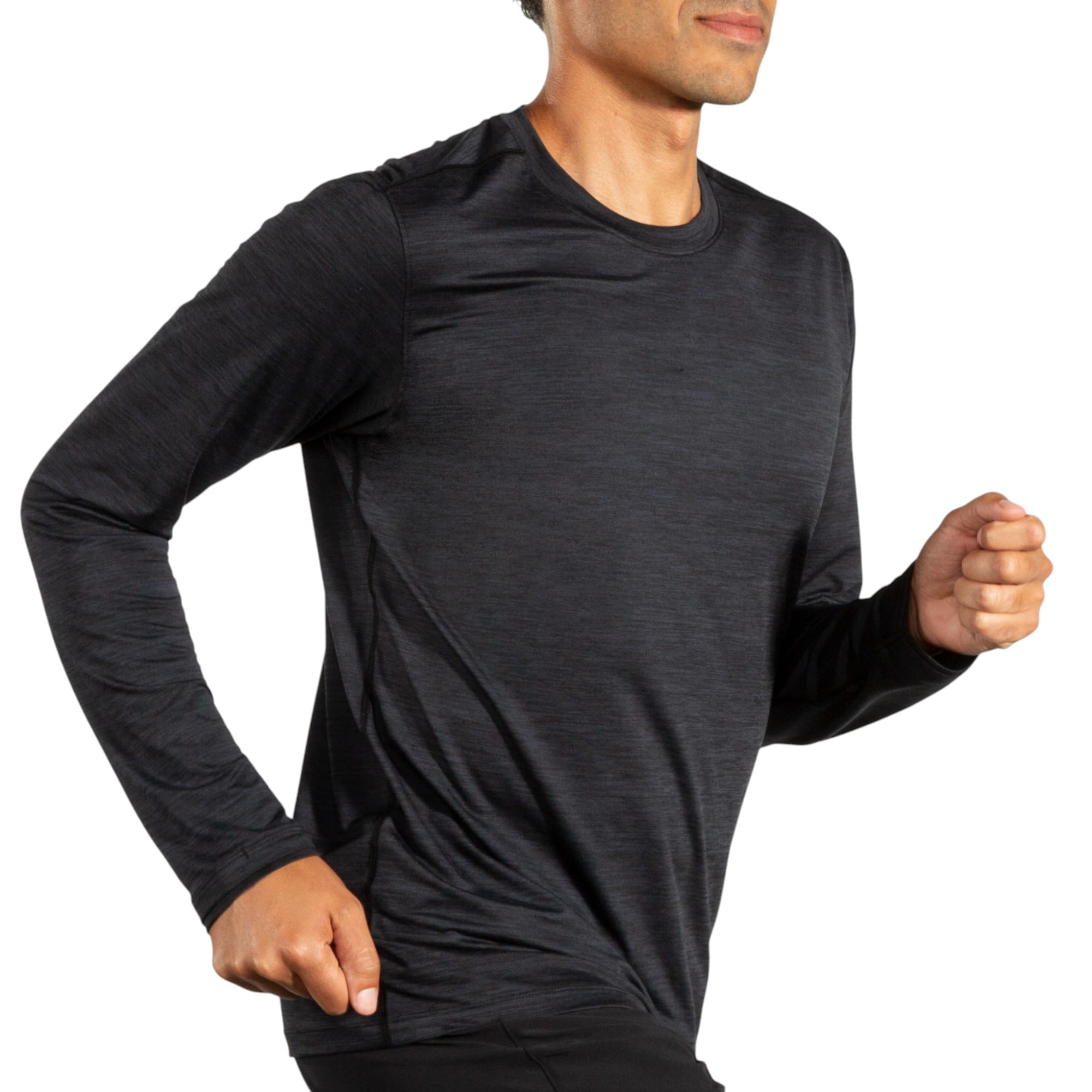 Brooks-Luxe-Long-Sleeve---Men-s-Heather-Deep-Black