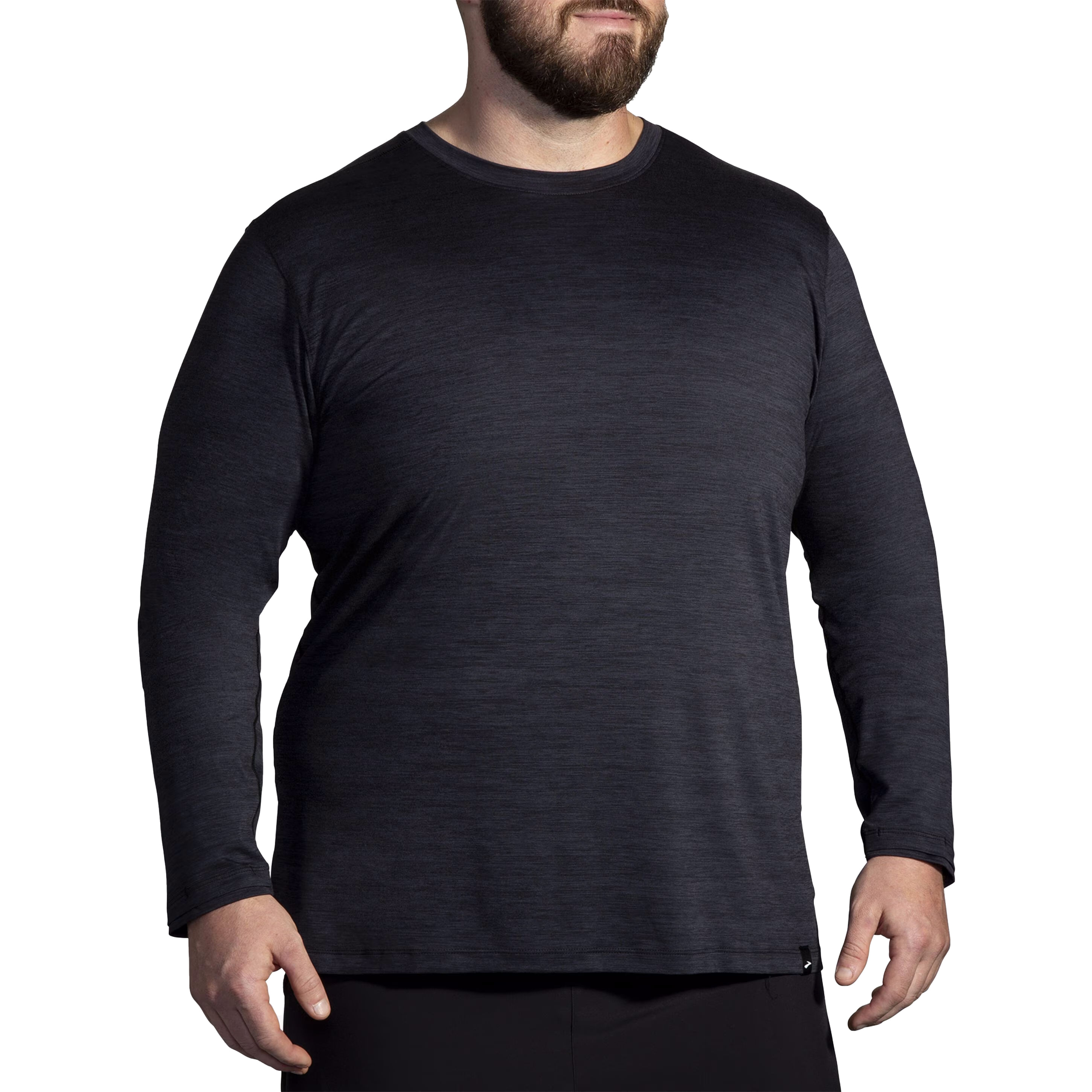Brooks-Luxe-Long-Sleeve---Men-s-Heather-Deep-Black