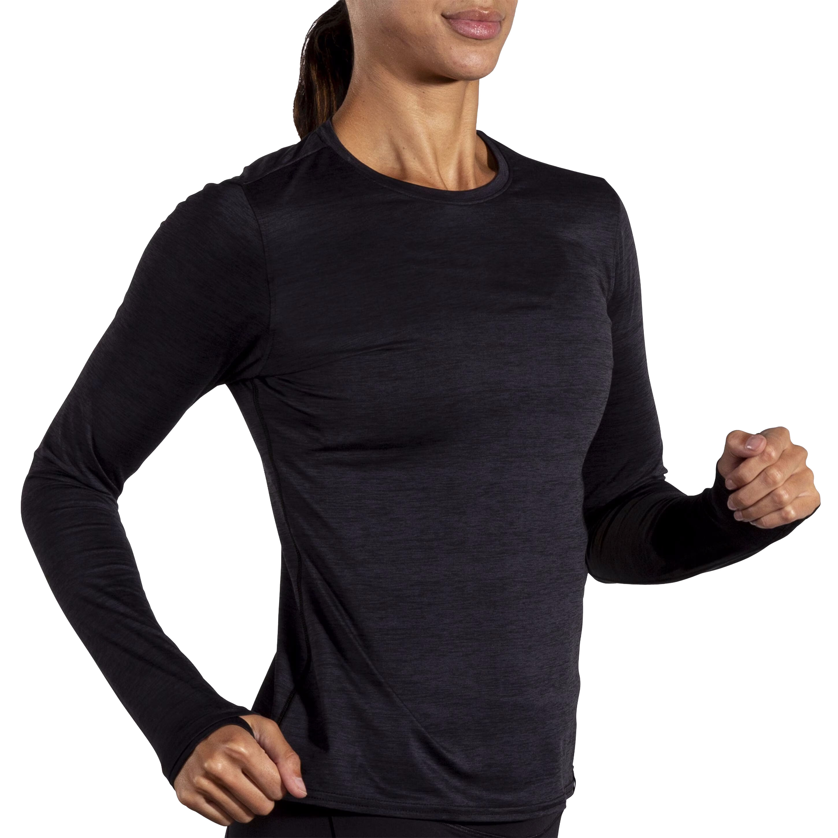 Brooks Luxe Long Sleeve - Women's - Heather Deep Black S