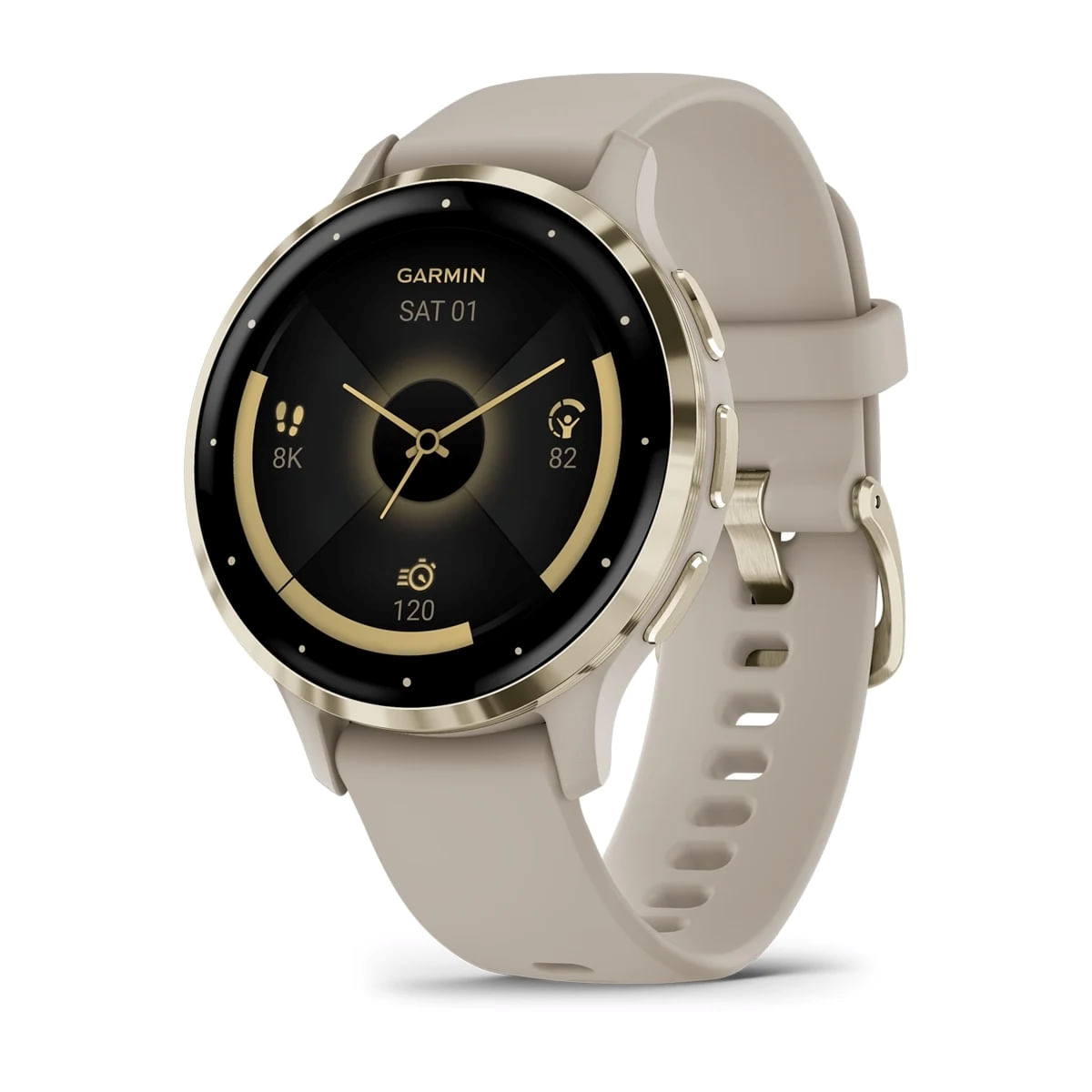 Garmin-Venu-3S-Smartwatch-Soft-Gold-Stainless-Steel-Bezel-with-French-Gray-Case-and-Silicone-Band