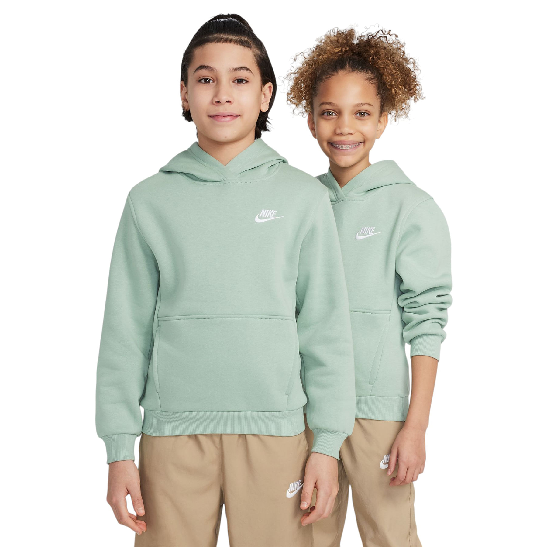 Nike-Sportswear-Club-Fleece-Pullover-Hoodie---Youth-Steam---White