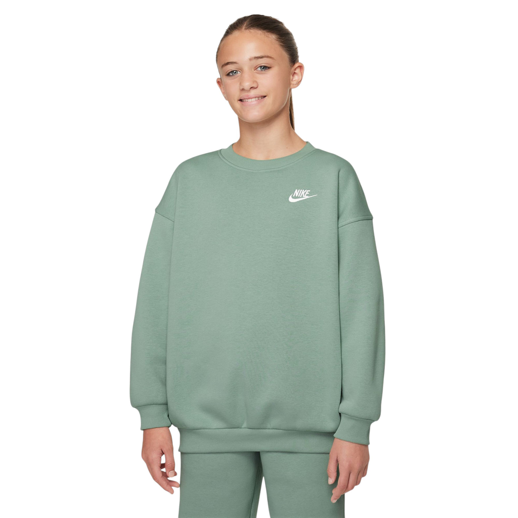 Nike-Sportswear-Club-Fleece-Oversized-Sweatshirt---Youth-Steam---White