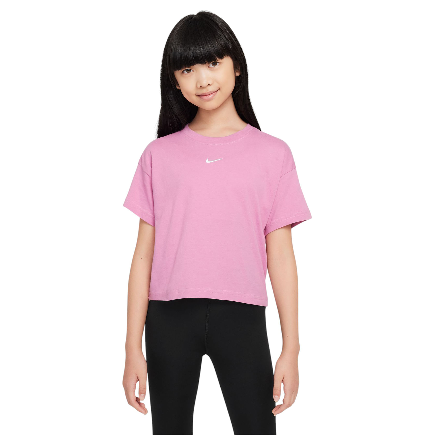 Nike-Sportswear-Essential-T-Shirt---Girls--Magic-Flamingo