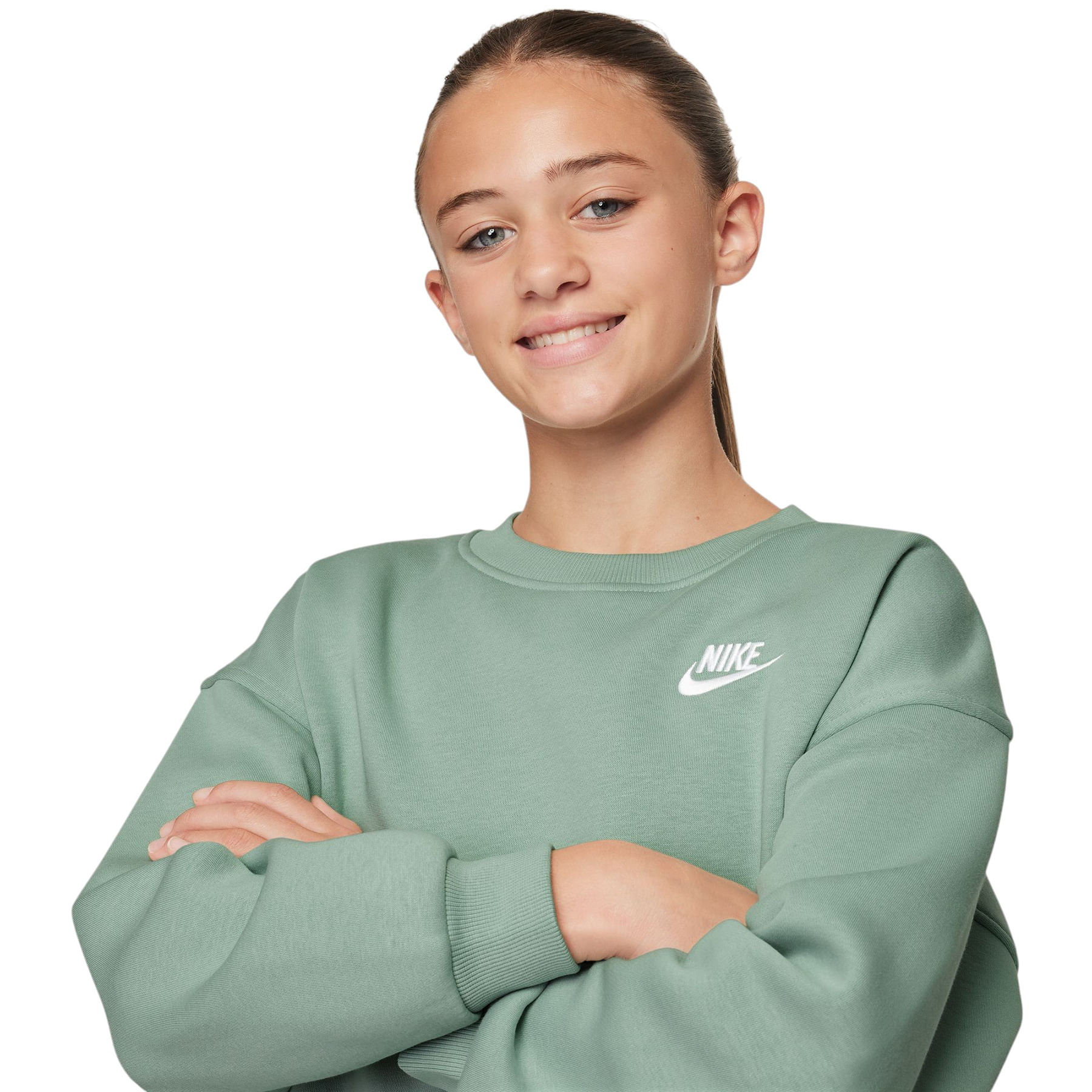 Nike-Sportswear-Club-Fleece-Oversized-Sweatshirt---Youth-Steam---White