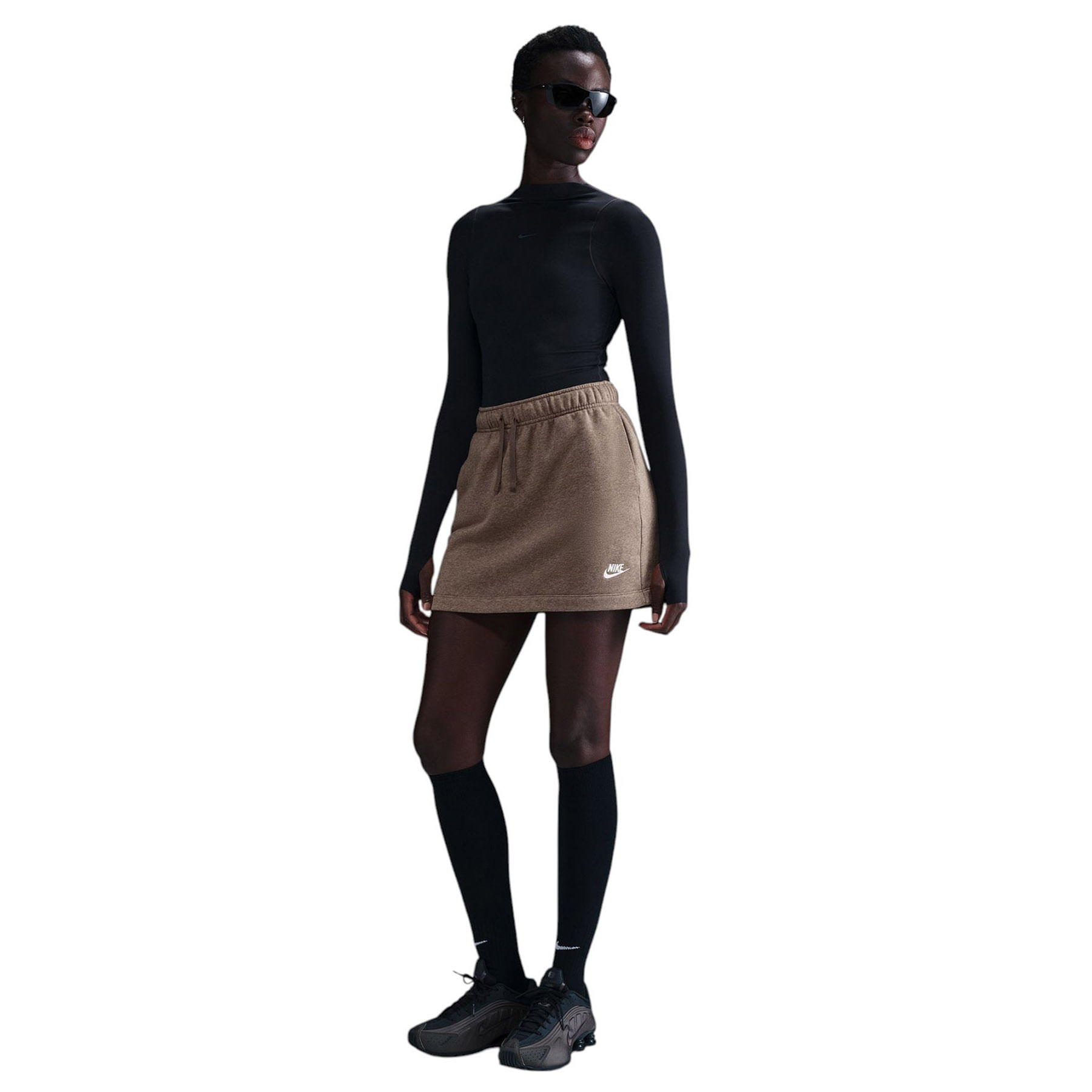 Nike-Sportswear-Club-Fleece-Skirt---Women-s-Mink-Brown---Heather---White