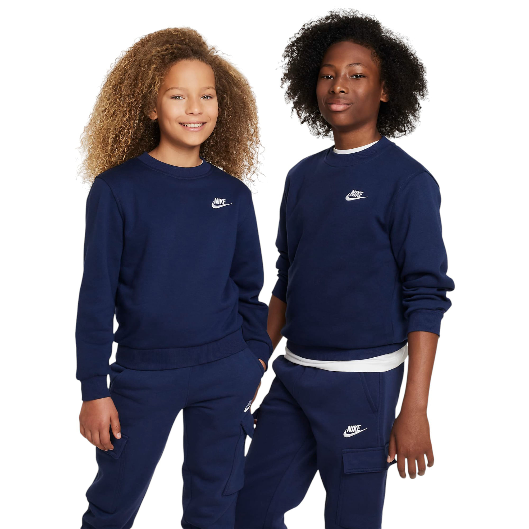 Nike-Sportswear-Club-Fleece-Sweatshirt---Youth-Midnight-Navy---White
