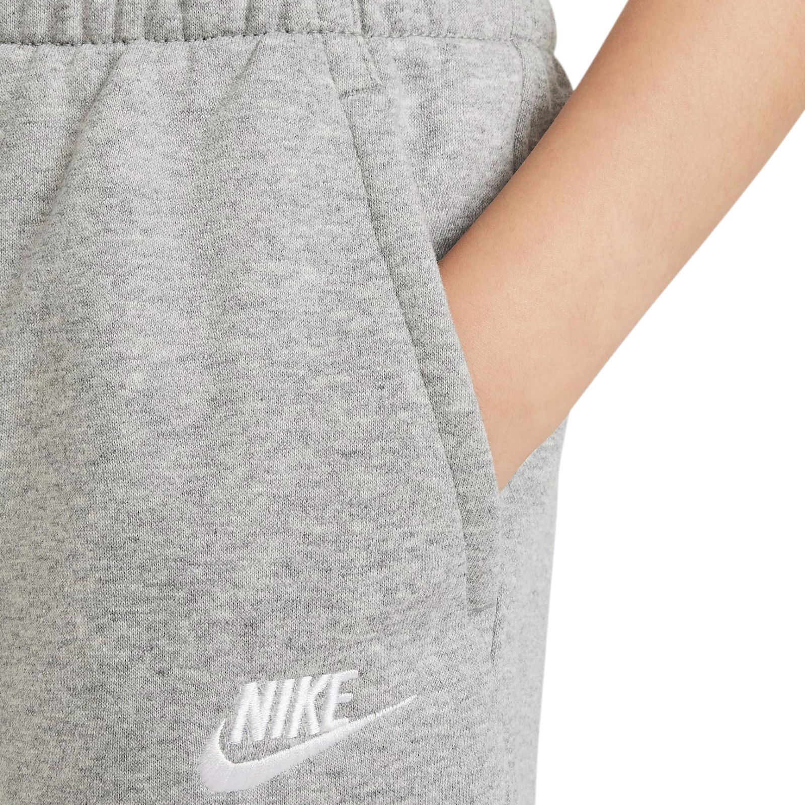 Nike-Sportswear-Club-Fleece-French-Terry-Short---Youth-Dark-Grey-Heather---Base-Grey---White