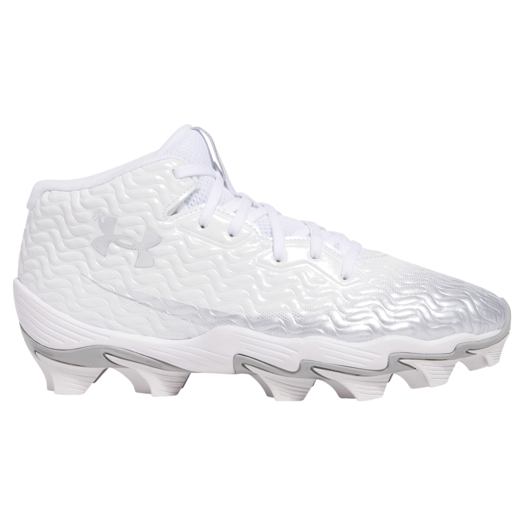 Under-Armour-Spotlight-Hammer-Jr-Football-Cleat---Boys--White---Metallic-Silver---Metallic-Silver