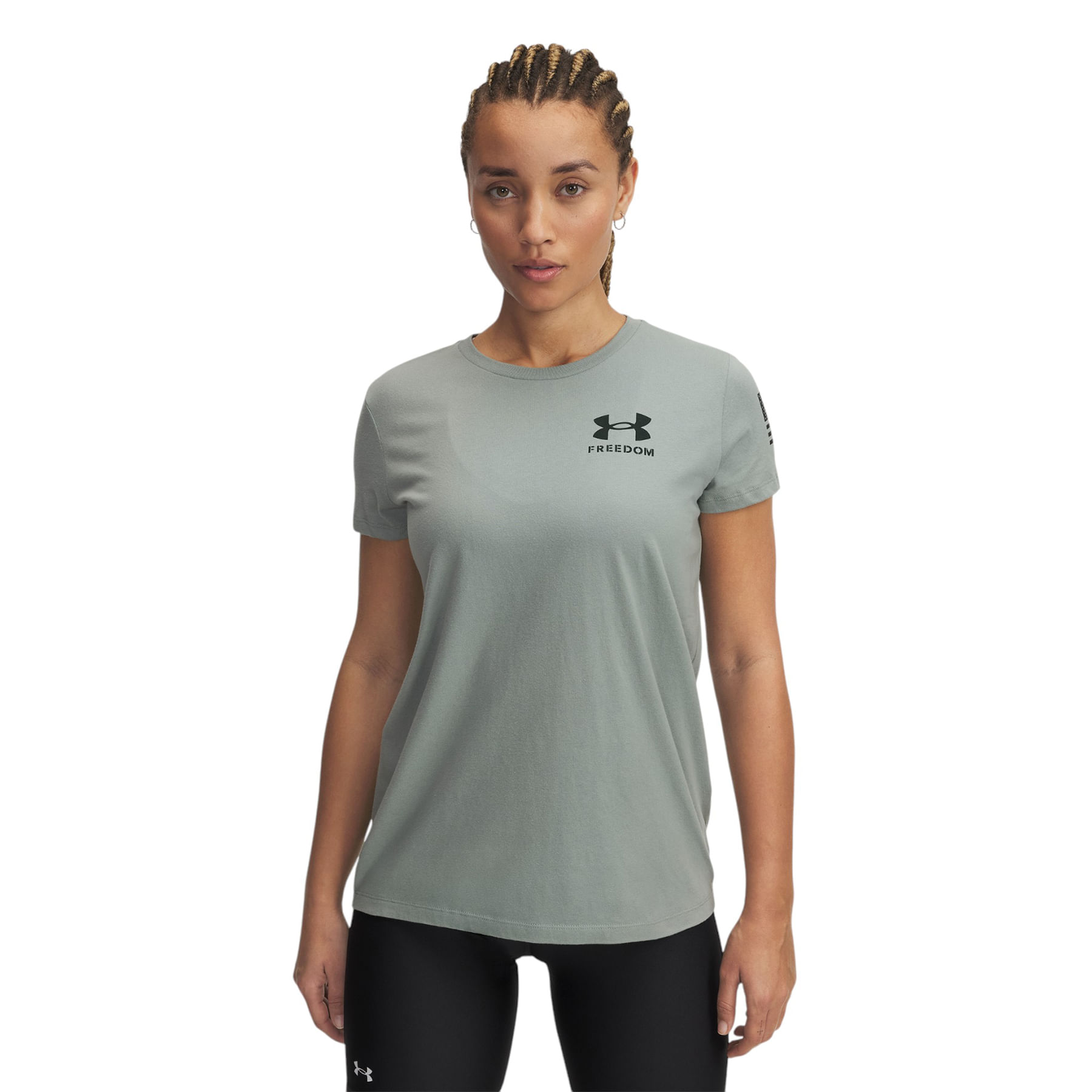 Under-Armour-New-Freedom-Flag-Short-Sleeve-T-Shirt---Women-s-Silica-Green---Black