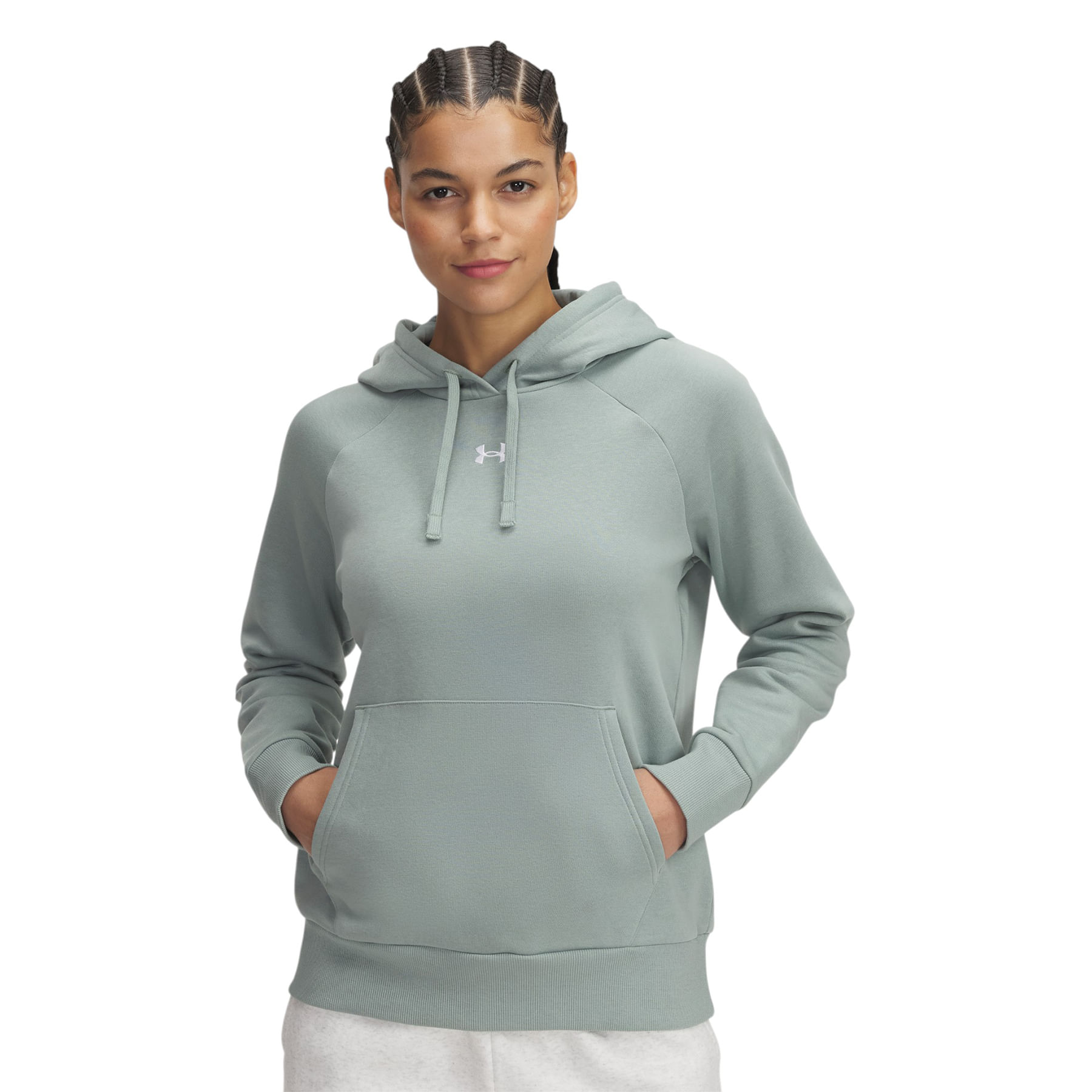 Under-Armour-Rival-Fleece-Hoodie---Women-s-Silica-Green---White