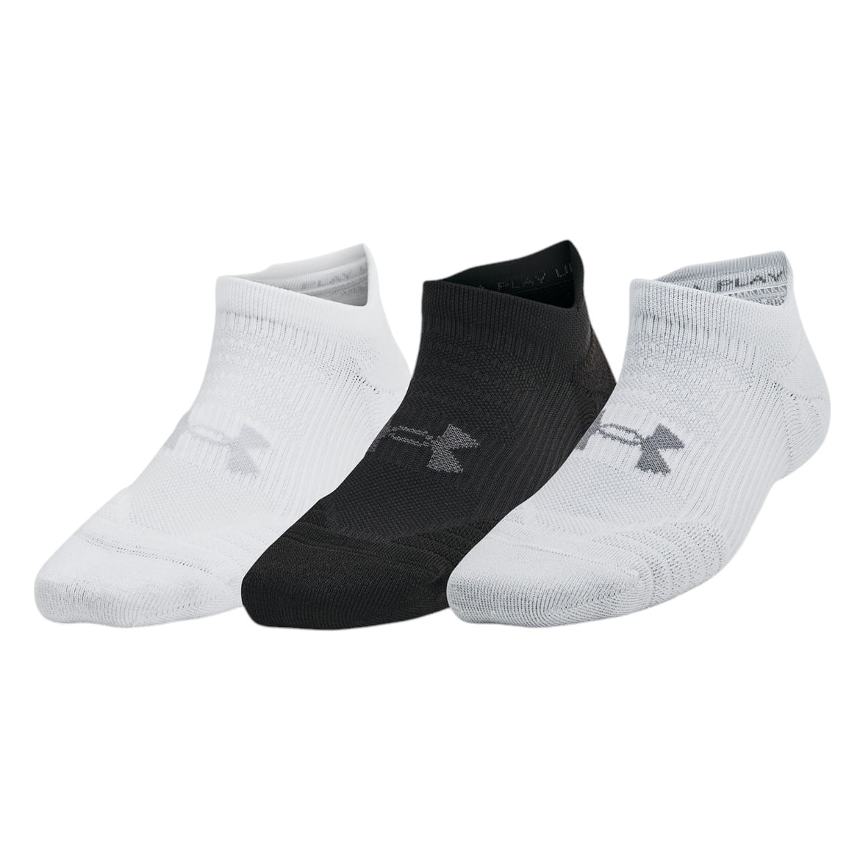 Under Armour Play Up No Show Tab Sock - Women's (3 pack) - Halo Grey, White, Steel S – image 4 of 4