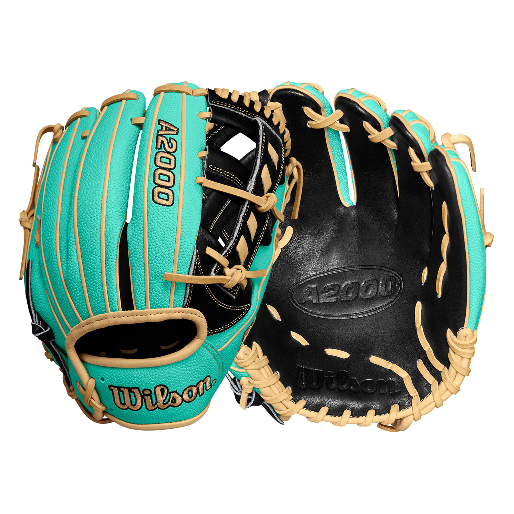 Wilson-A2000-1716-11.5--Infield-Baseball-Glove---2025-Black---Seafoam-SuperSkin---Blonde