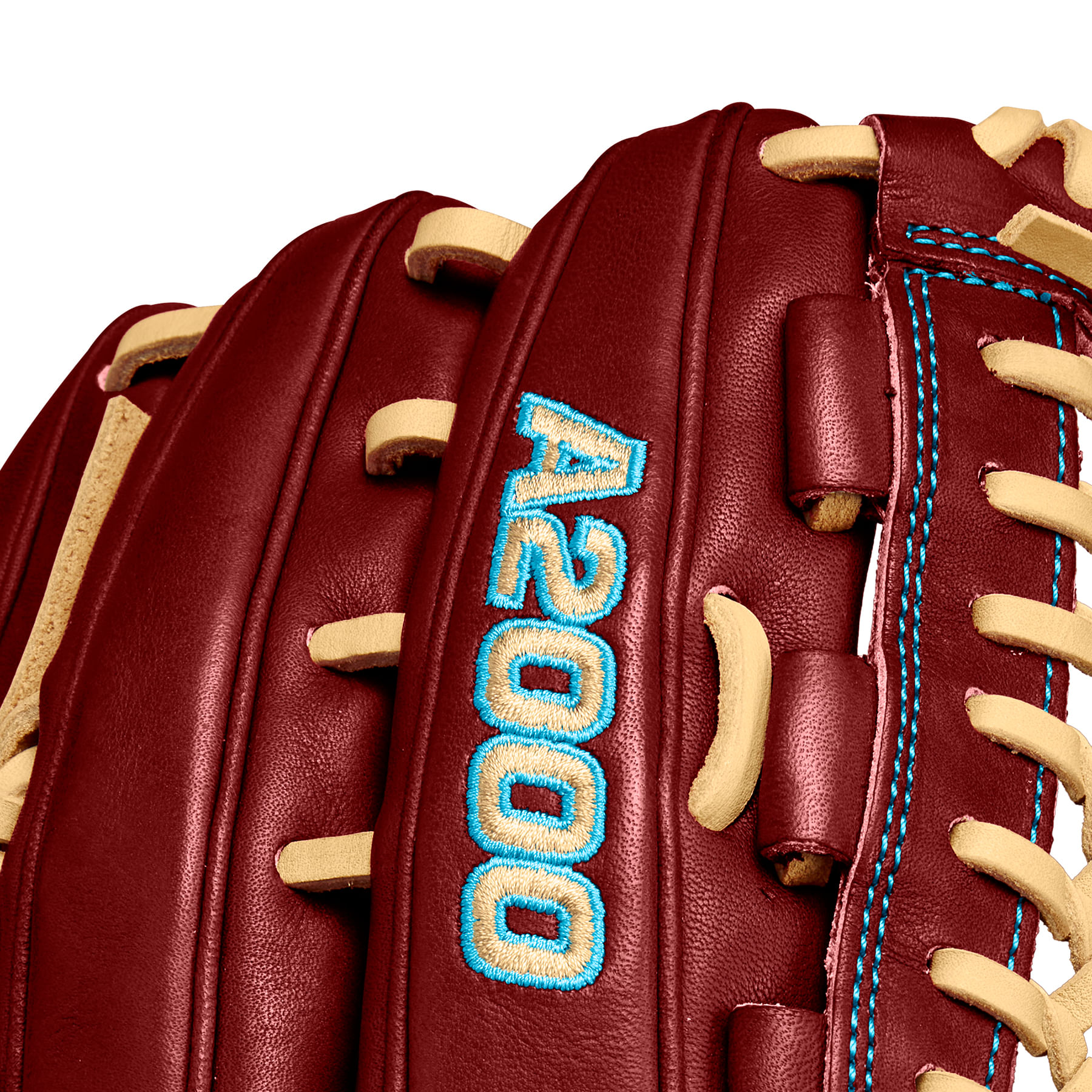 Wilson-A2000-D33-11.75--Pitcher-s-Glove---2024-Brick-Red---Tropical-Blue---Blonde
