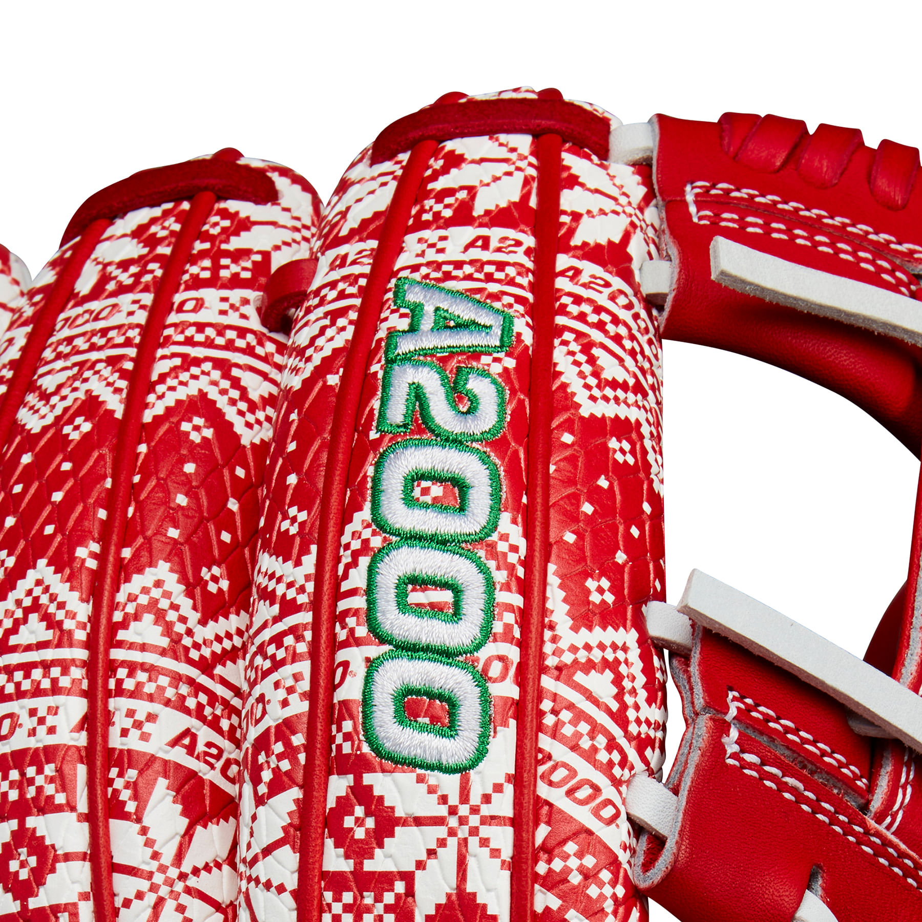 Wilson-A2000-GOTM-1975SS-11.5--Infield-Glove-December-2024-Red---White-Holiday-Sweater